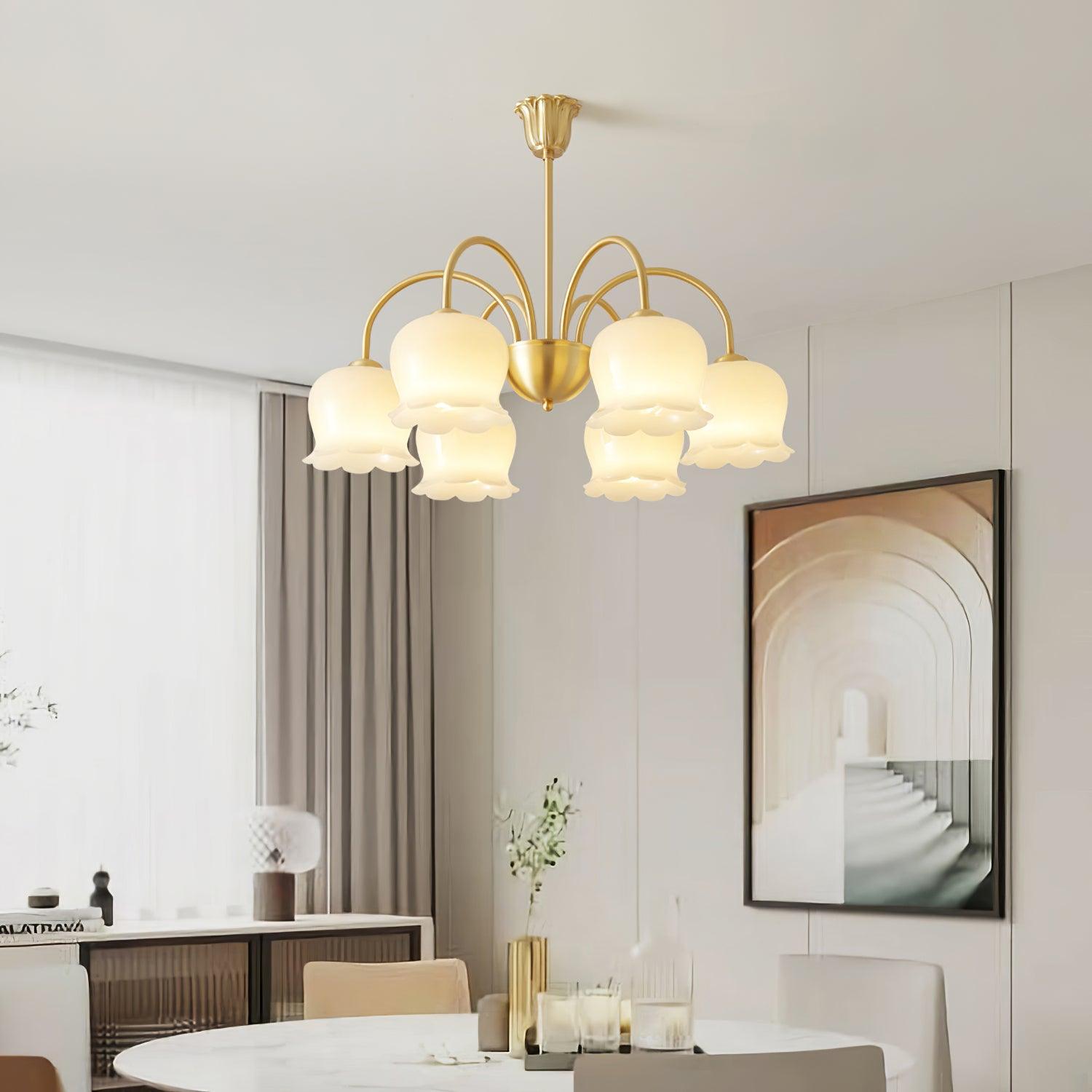 Fionel Vintage Kronleuchter mit Blütenblatt-Glas-Letslighting