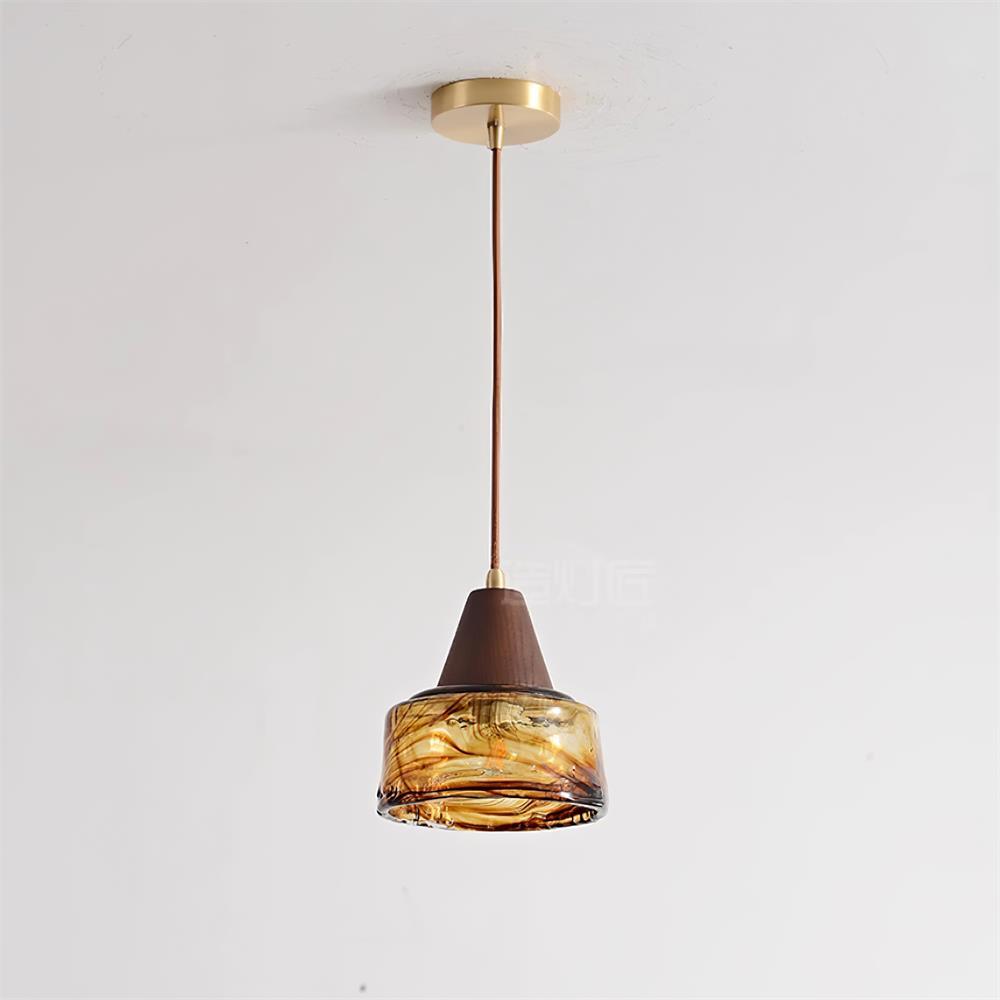 York Künstlerische Vintage-Pendelleuchte aus Bernsteinglas-Letslighting