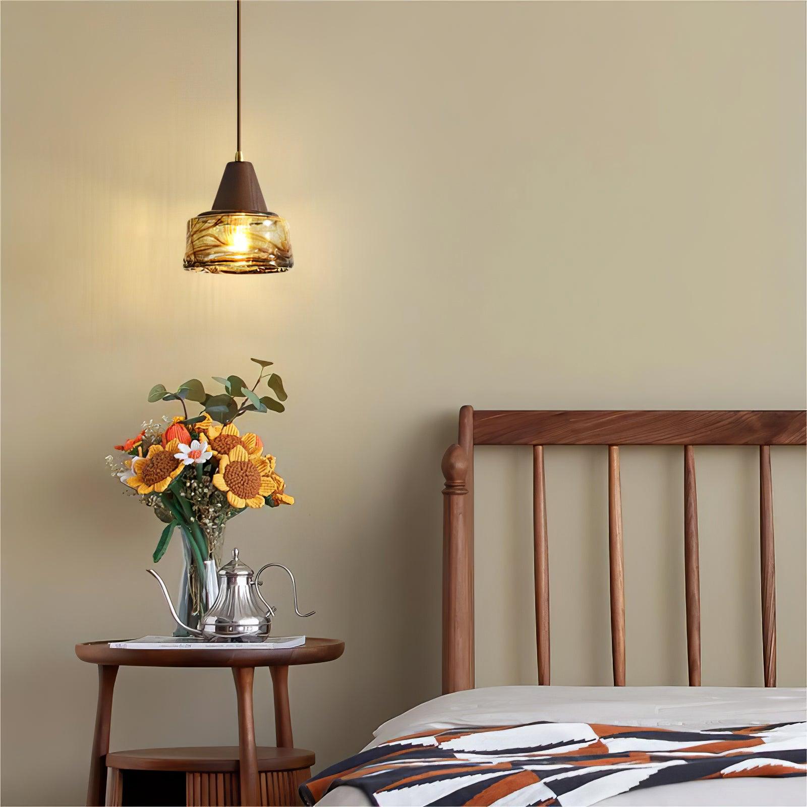 York Künstlerische Vintage-Pendelleuchte aus Bernsteinglas-Letslighting