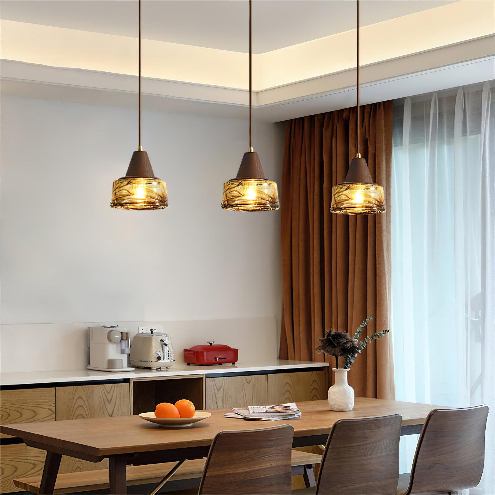 York Künstlerische Vintage-Pendelleuchte aus Bernsteinglas-Letslighting