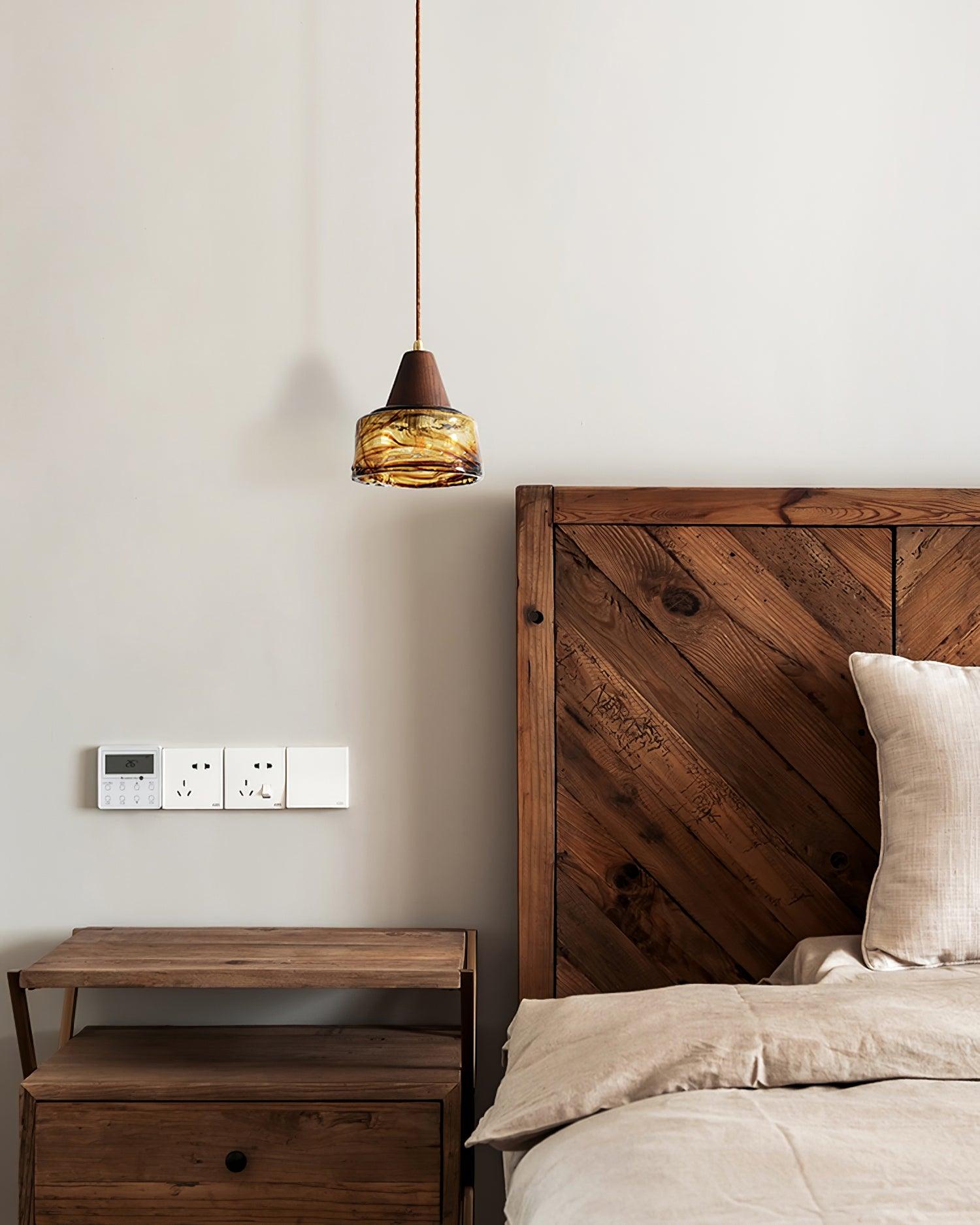 York Künstlerische Vintage-Pendelleuchte aus Bernsteinglas-Letslighting