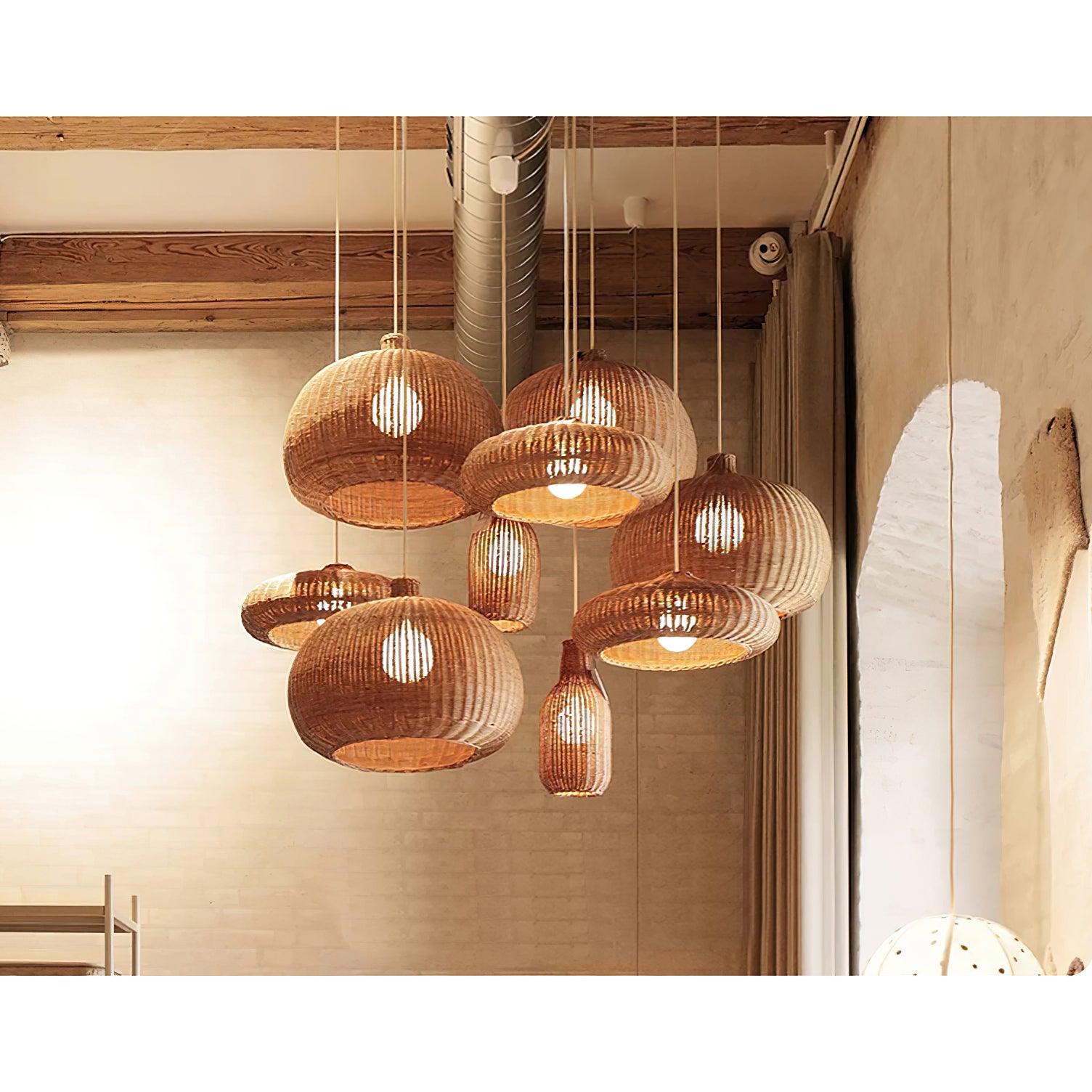 Solvice Vintage Rattan Pendelleuchte-Letslighting