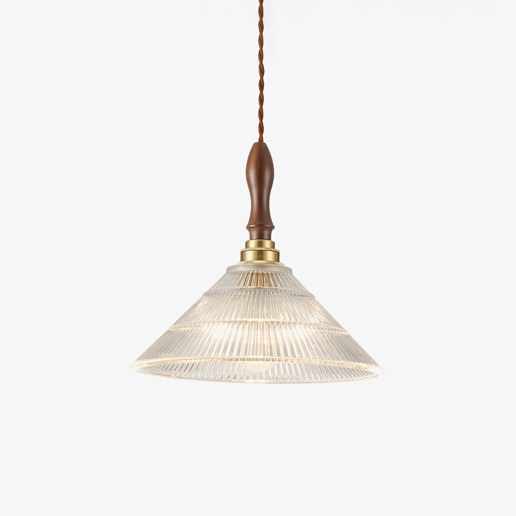 Arcara Vintage Pendelleuchte aus Geriffeltem Glas und Holz-Letslighting
