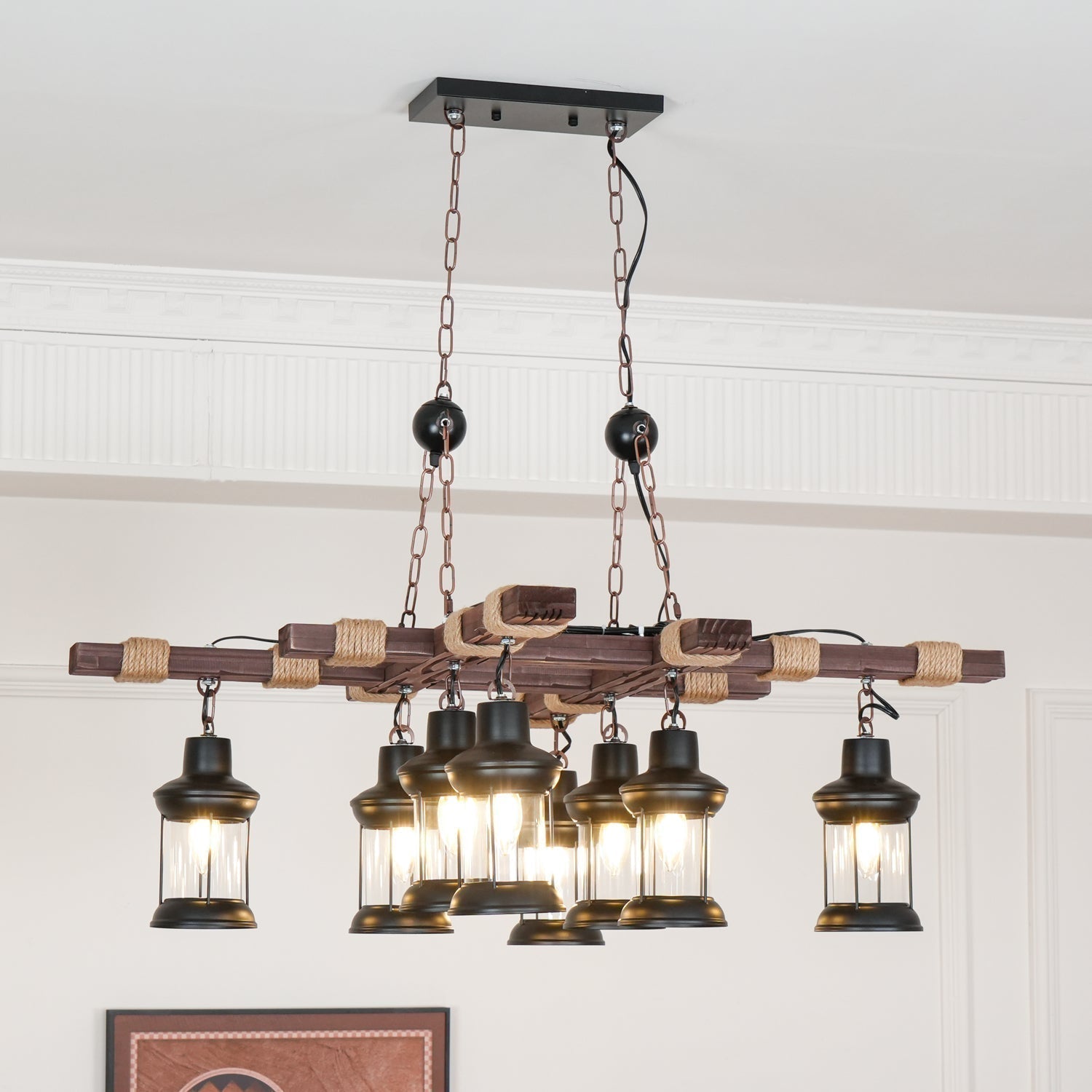 Lustra Kronleuchter Vintage Holz Glas Retro-Letslighting