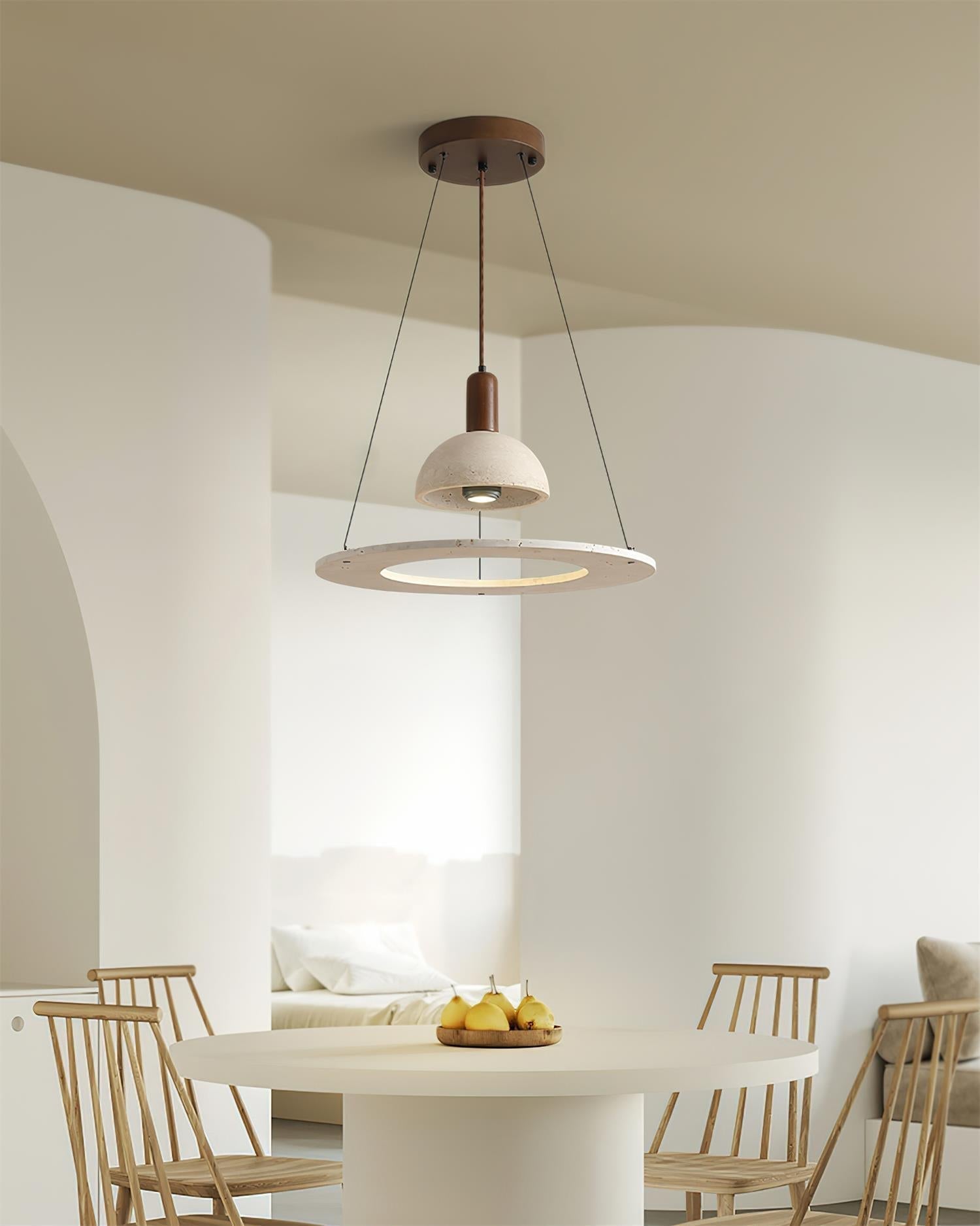 Ritta Travertine Dome & Ring Pendant Lamp - Letslighting