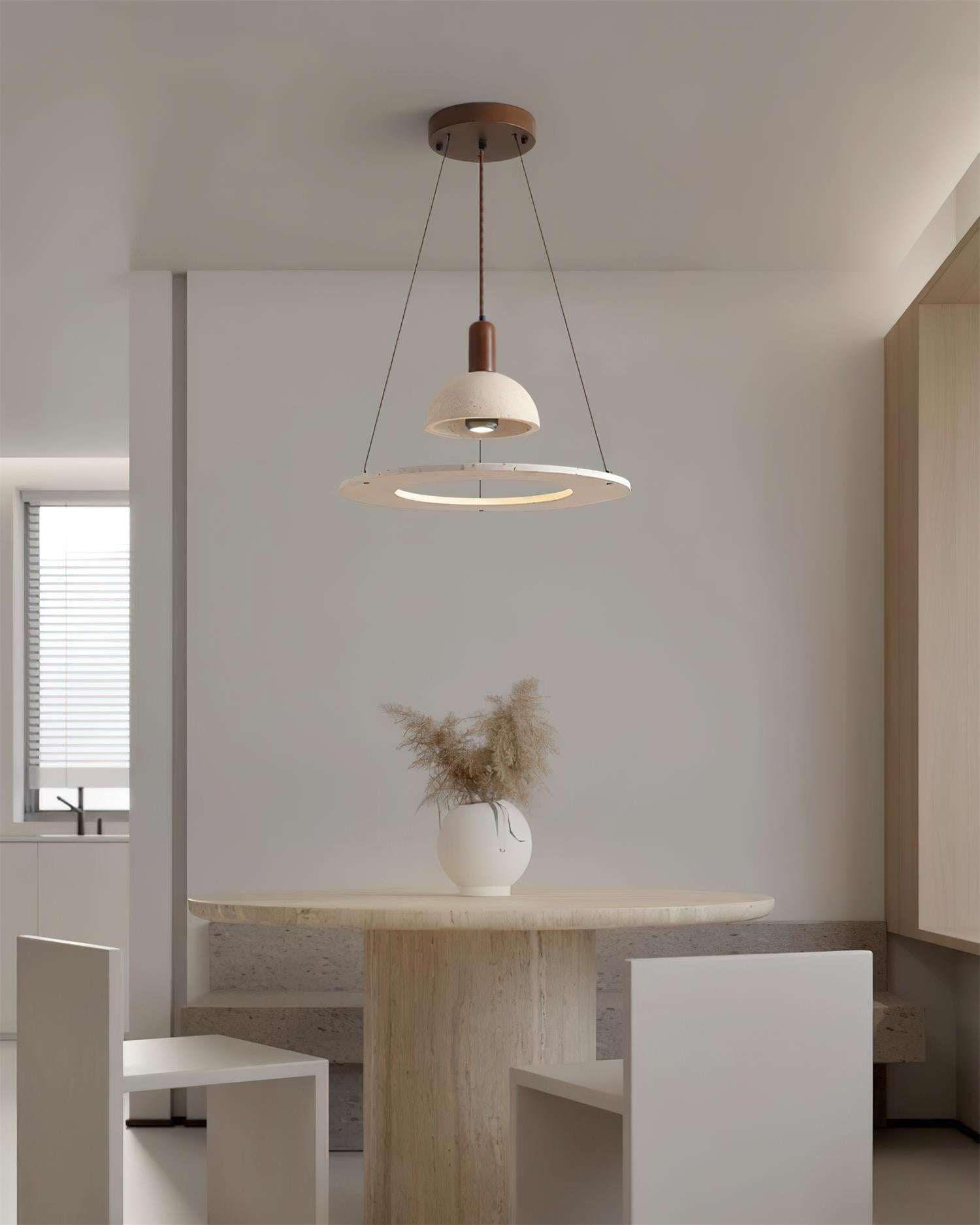 Ritta Travertine Dome & Ring Pendant Lamp - Letslighting