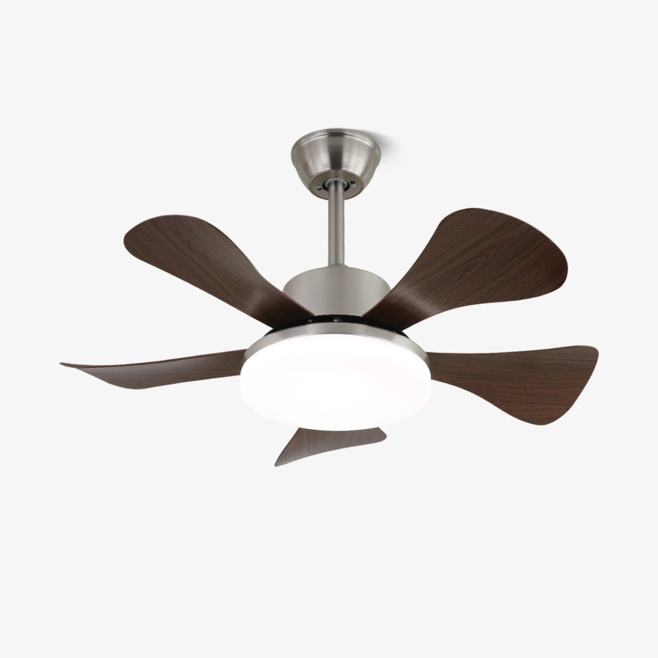 Moderner Deckenventilator aus Holz mit Walnussflügeln