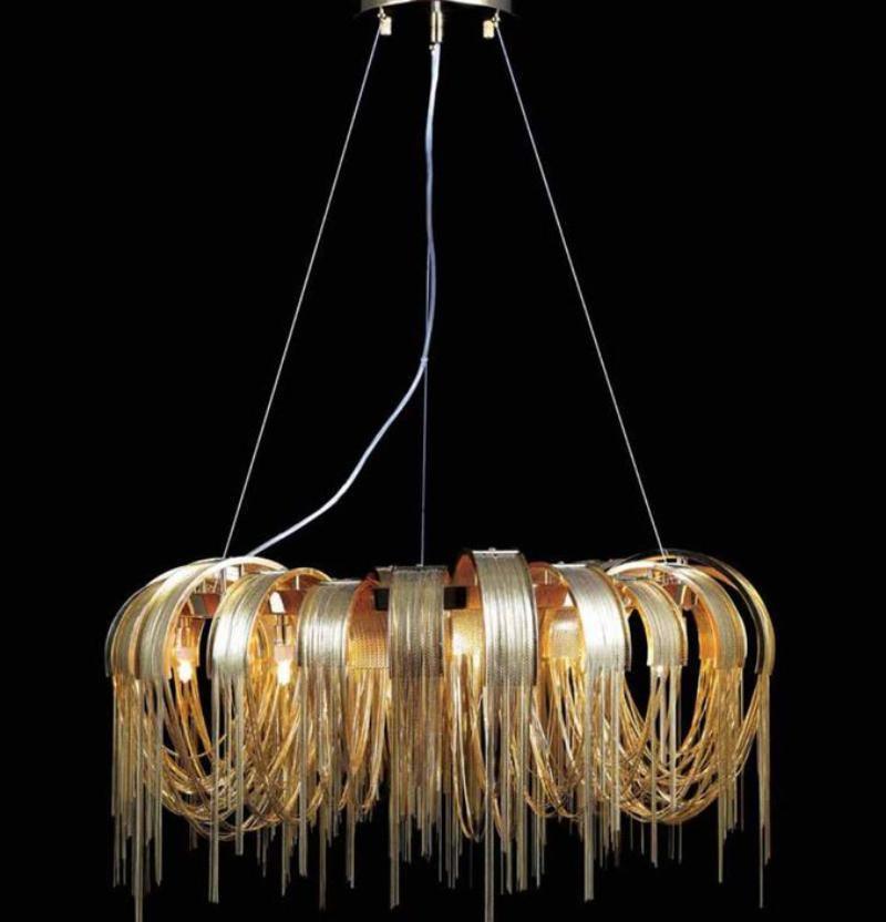 Lustra Kronleuchter Geschichtete Kette Nickel Luxus-Letslighting