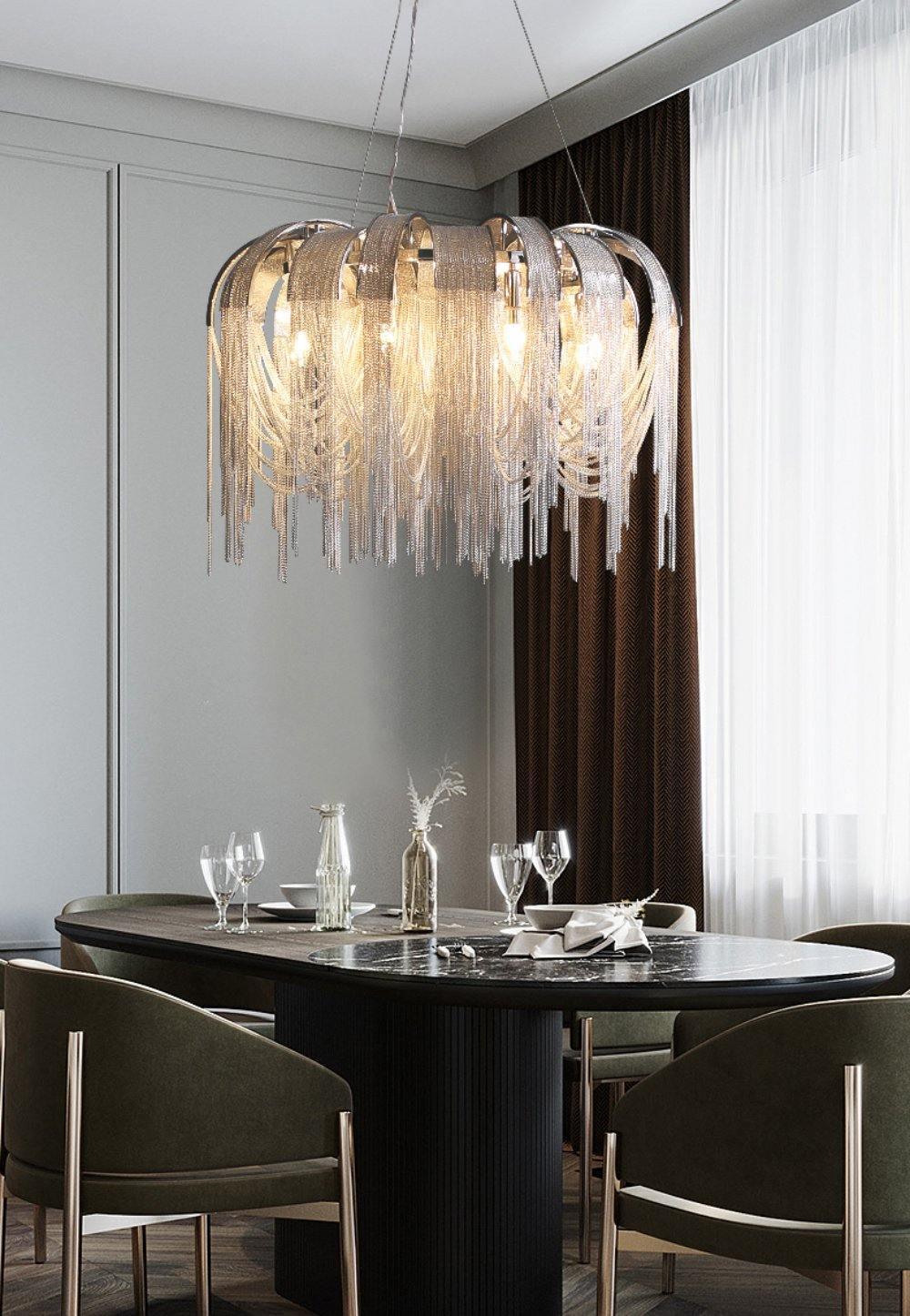 Lustra Kronleuchter Geschichtete Kette Nickel Luxus-Letslighting