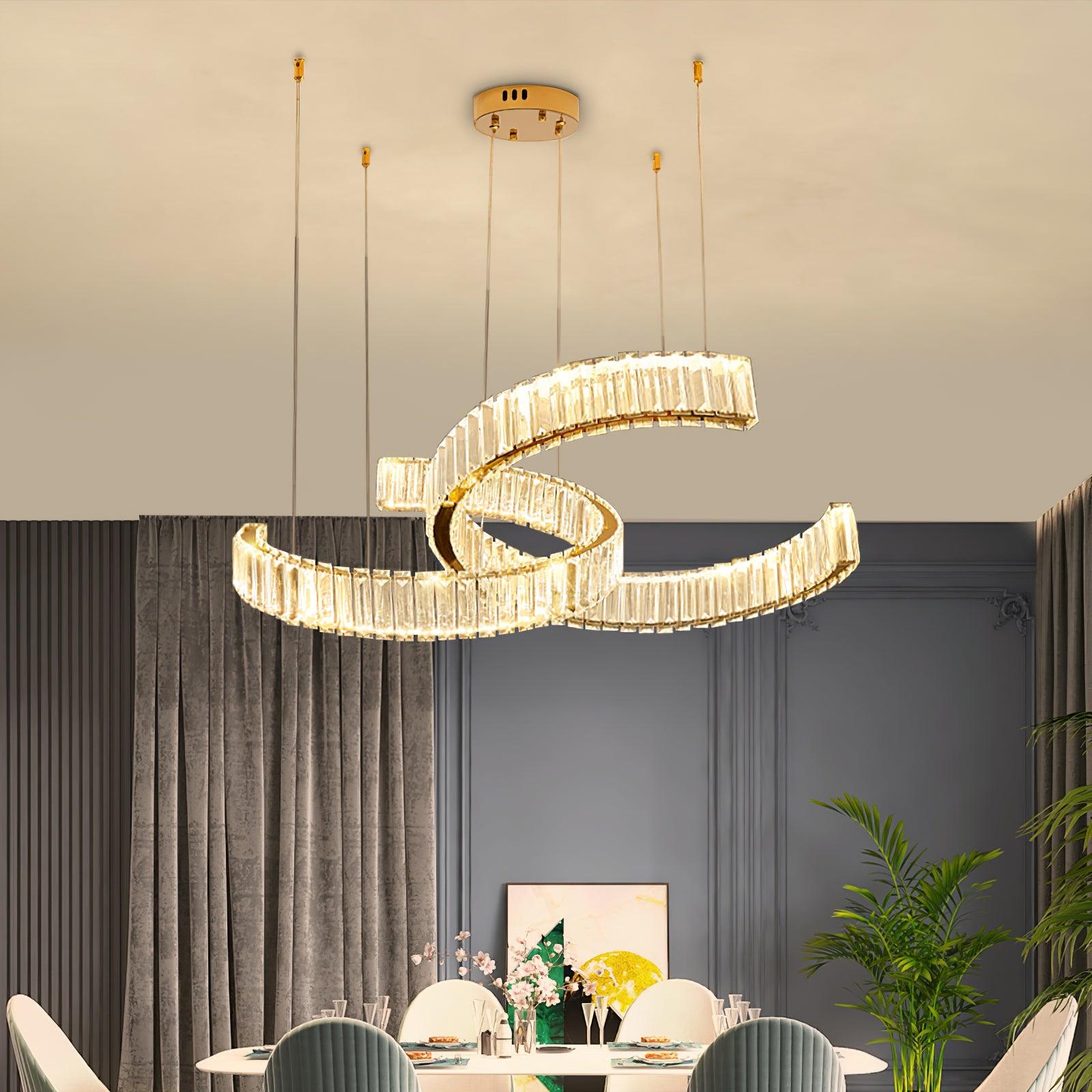 Lustra Kronleuchter Spirale Kristall Gold Glam-Letslighting