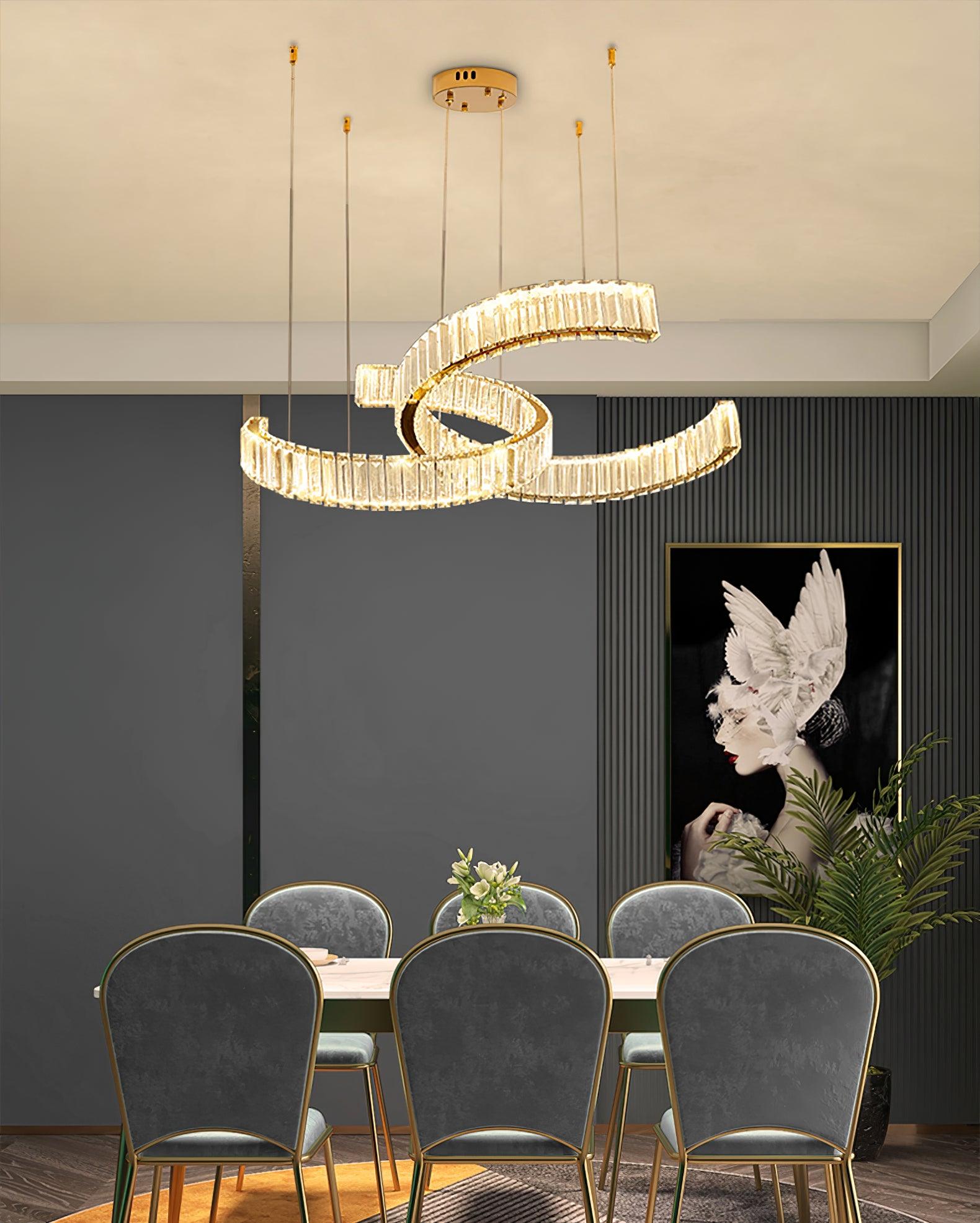 Lustra Kronleuchter Spirale Kristall Gold Glam-Letslighting