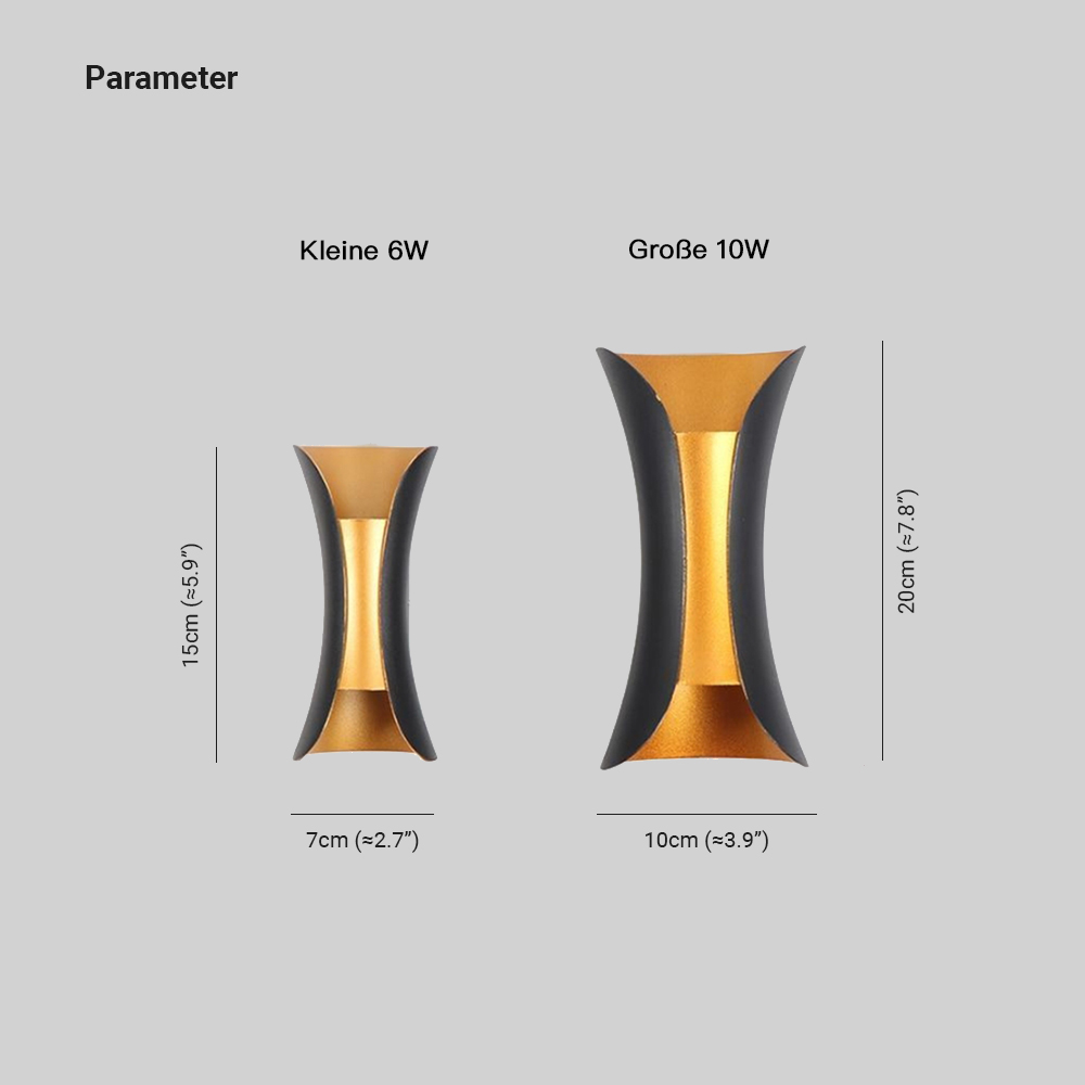 Ray Design Gebogene LED Außenwandleuchte Gold/Schwarz/Weiß Garten/Flur Metall