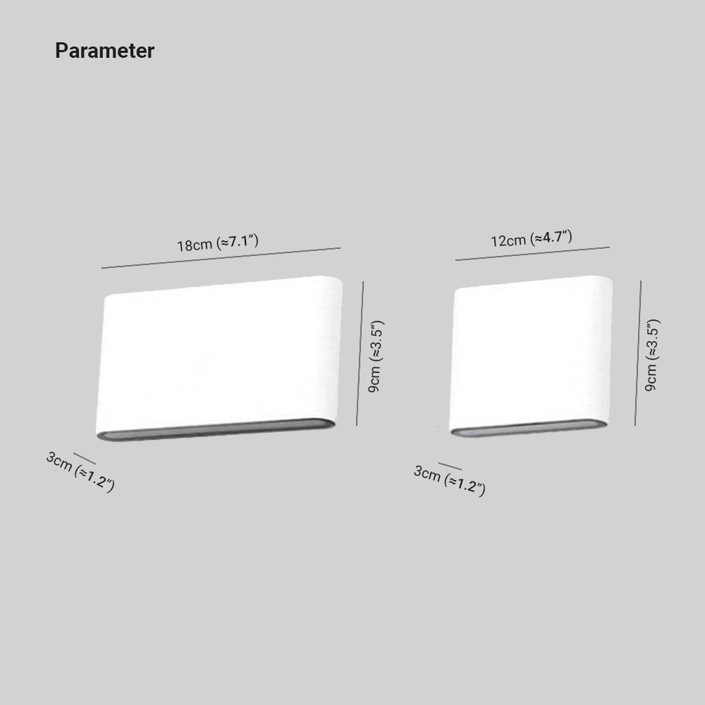 Ray Modern Wasserdichte LED Wandleuchte Rechteckig Innen/Außen Weiß/Schwarz Metall