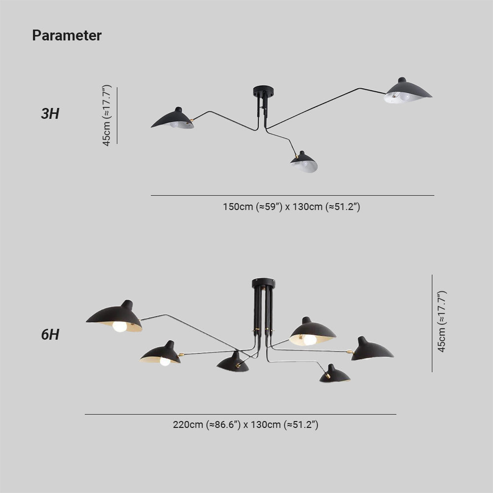 Jaler Industrielle Deckenleuchte mit drei Armen