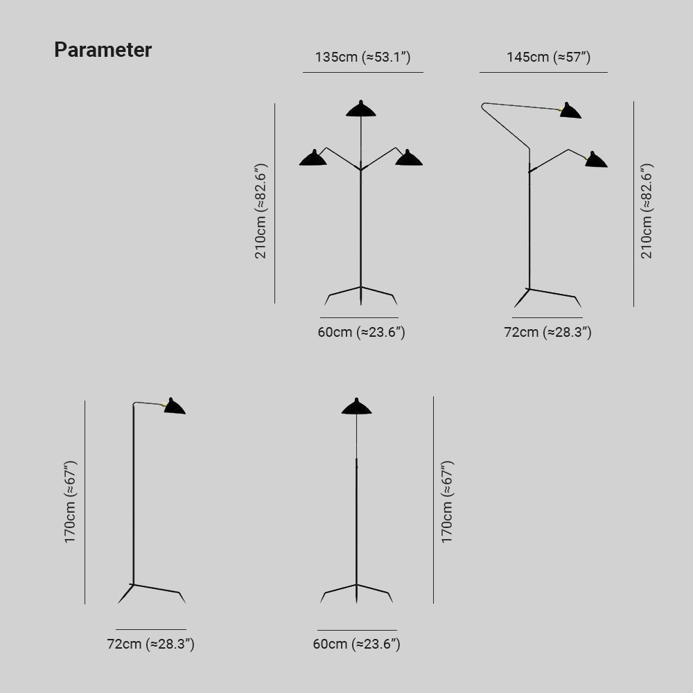 Arisha Stehlampe Bauhaus Schwarz Wohn/Schlafzimmer Dimmbar  Modern LED