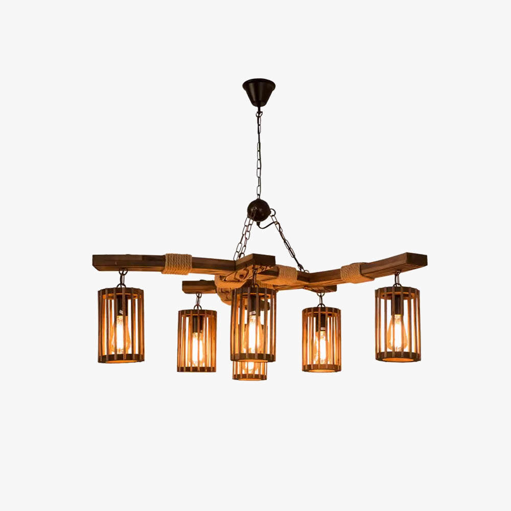 Epoch Retro LED Kronleuchter Holz Restaurant/Wohnzimmer/Bar