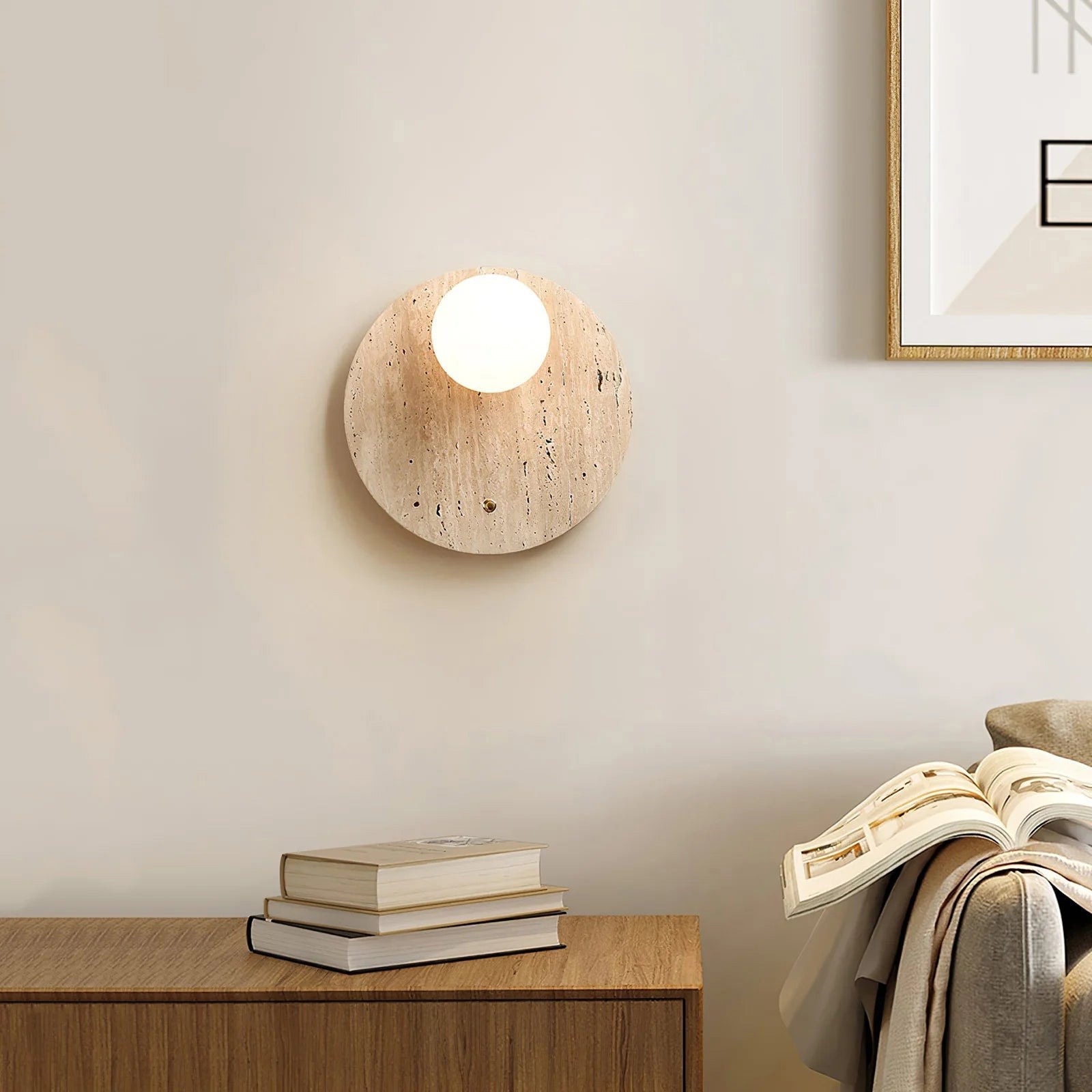 Alcareth Modern Minimalist Wabi Travertine Wall Lamp - Letslighting