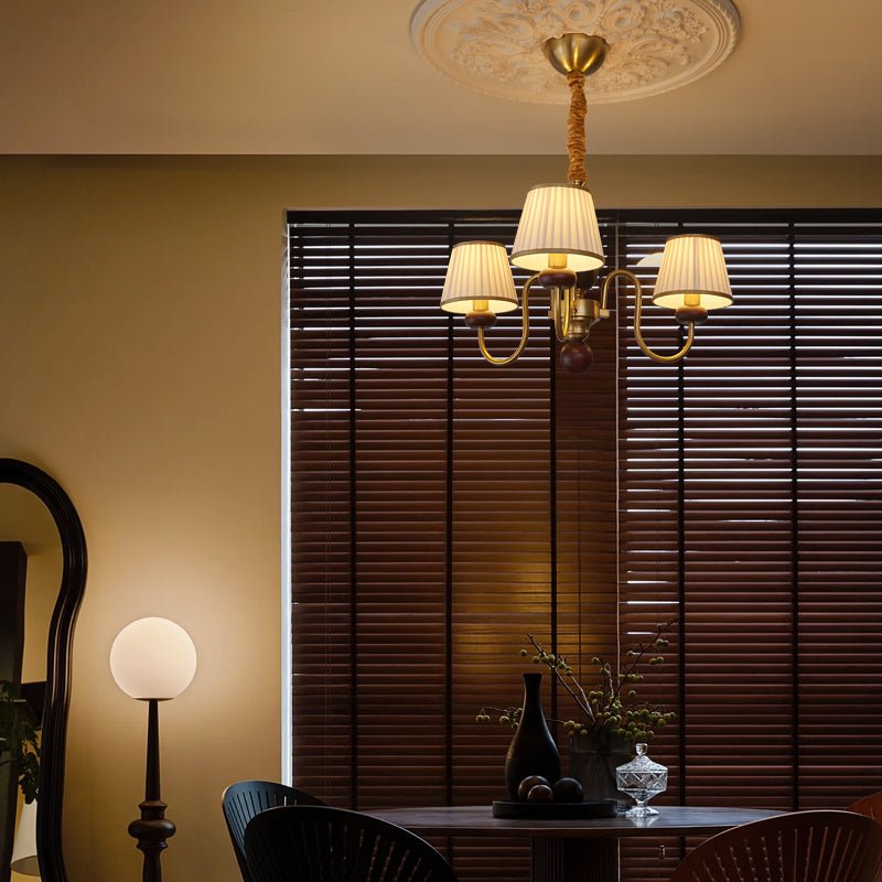 Erthaos Traditionelle Eleganz Falten Stoff Holz Kronleuchter-Letslighting
