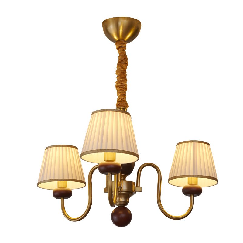 Erthaos Traditionelle Eleganz Falten Stoff Holz Kronleuchter-Letslighting