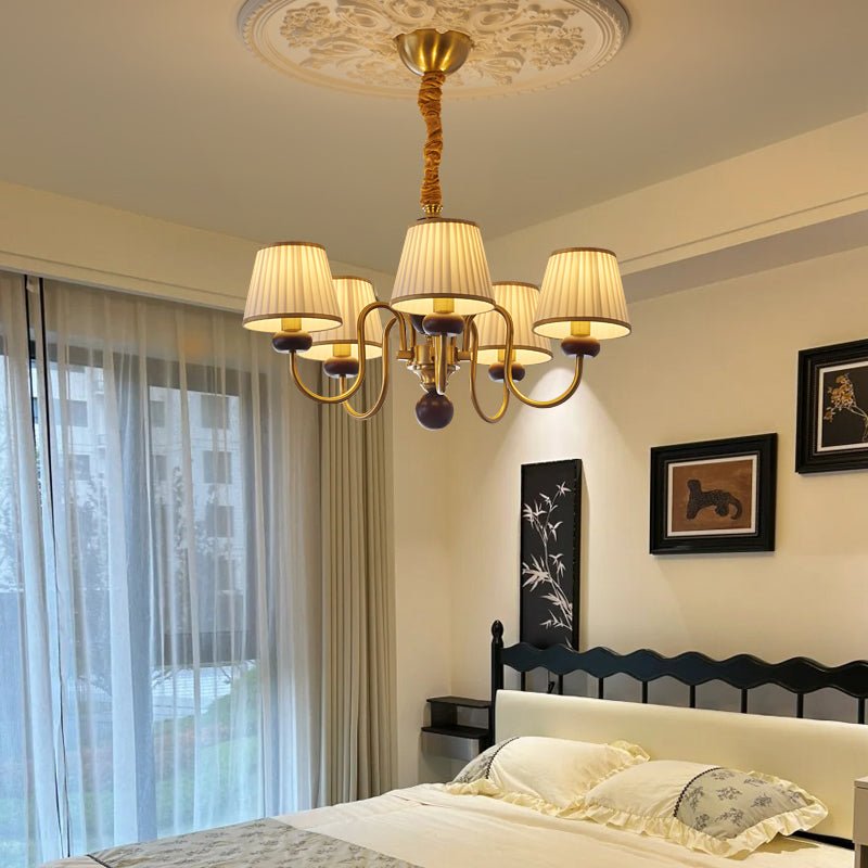 Erthaos Traditionelle Eleganz Falten Stoff Holz Kronleuchter-Letslighting