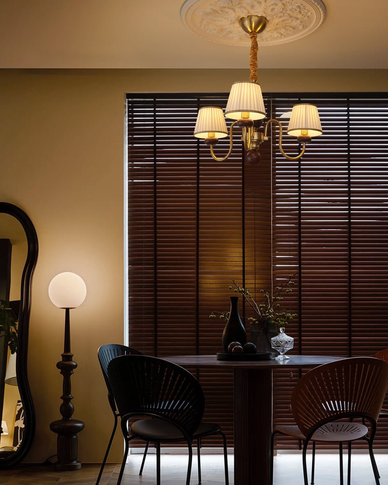 Erthaos Traditionelle Eleganz Falten Stoff Holz Kronleuchter-Letslighting