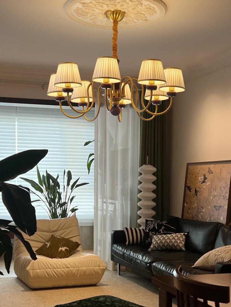 Erthaos Traditionelle Eleganz Falten Stoff Holz Kronleuchter-Letslighting