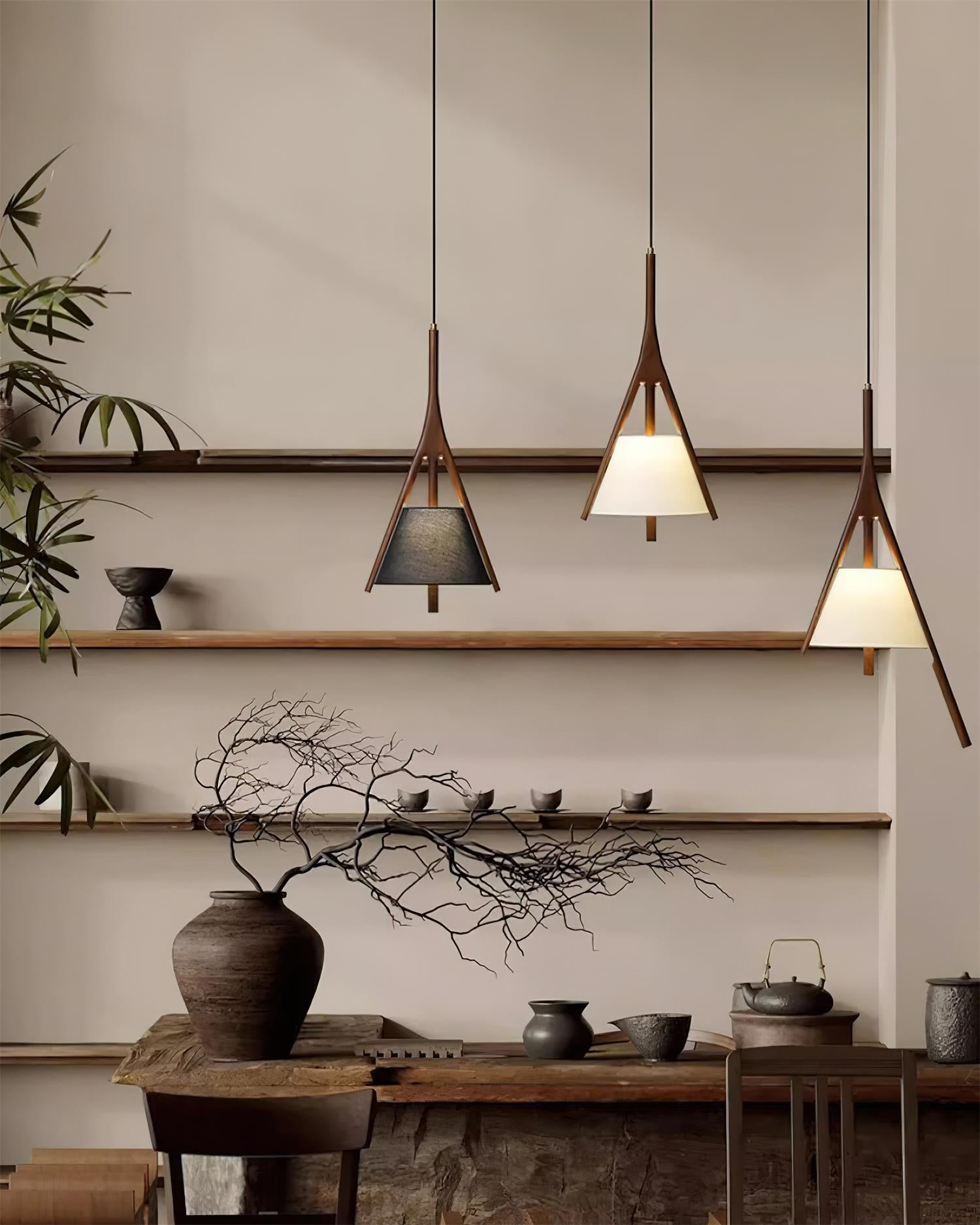 Zovenarae Dreieckige Pendelleuchte aus Holz-Letslighting