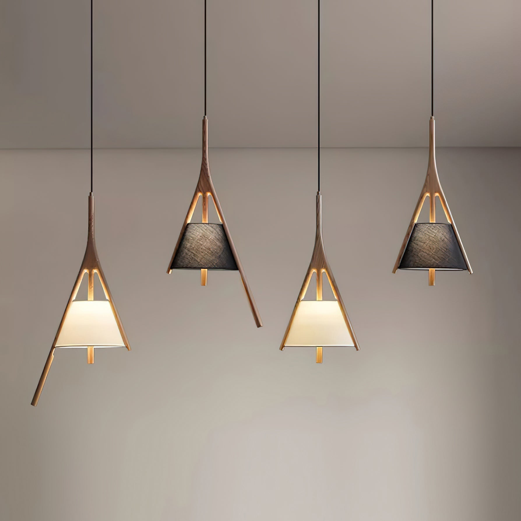 Zovenarae Dreieckige Pendelleuchte aus Holz-Letslighting