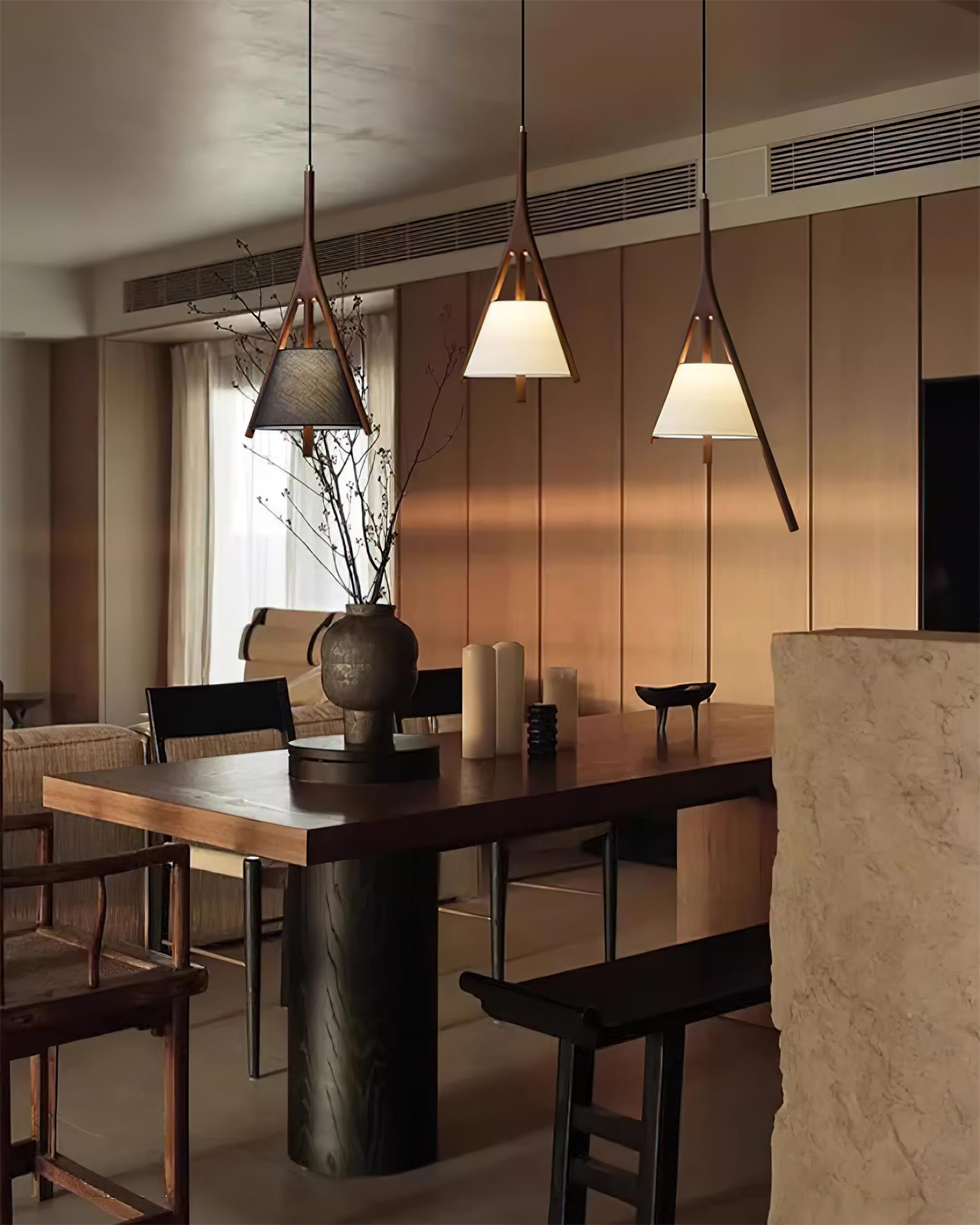 Zovenarae Dreieckige Pendelleuchte aus Holz-Letslighting
