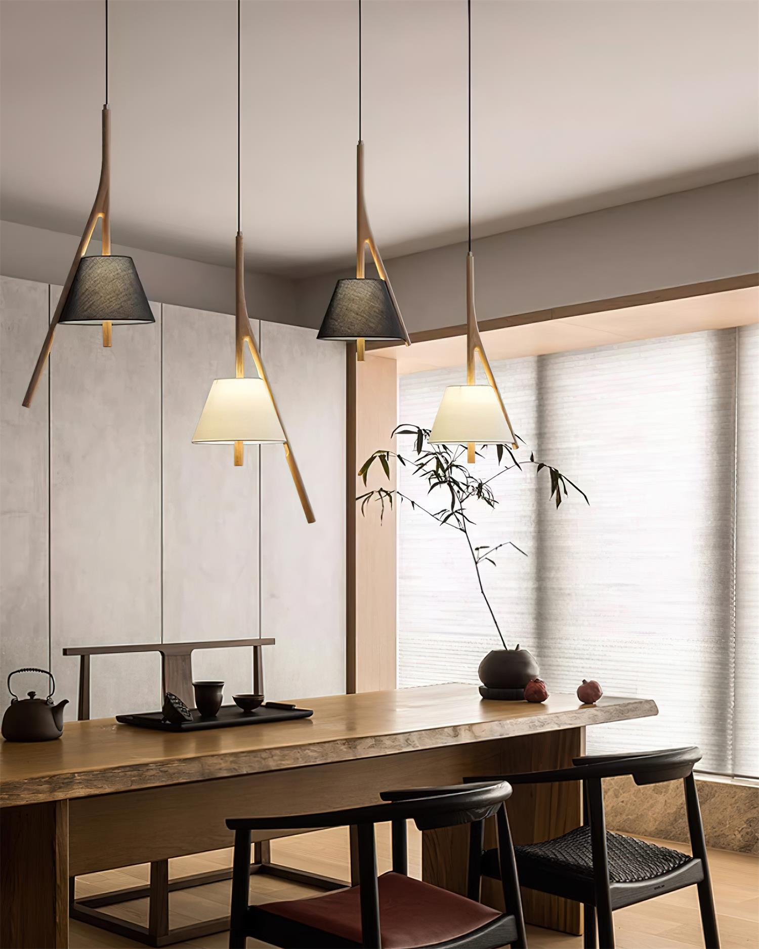 Zovenarae Dreieckige Pendelleuchte aus Holz-Letslighting