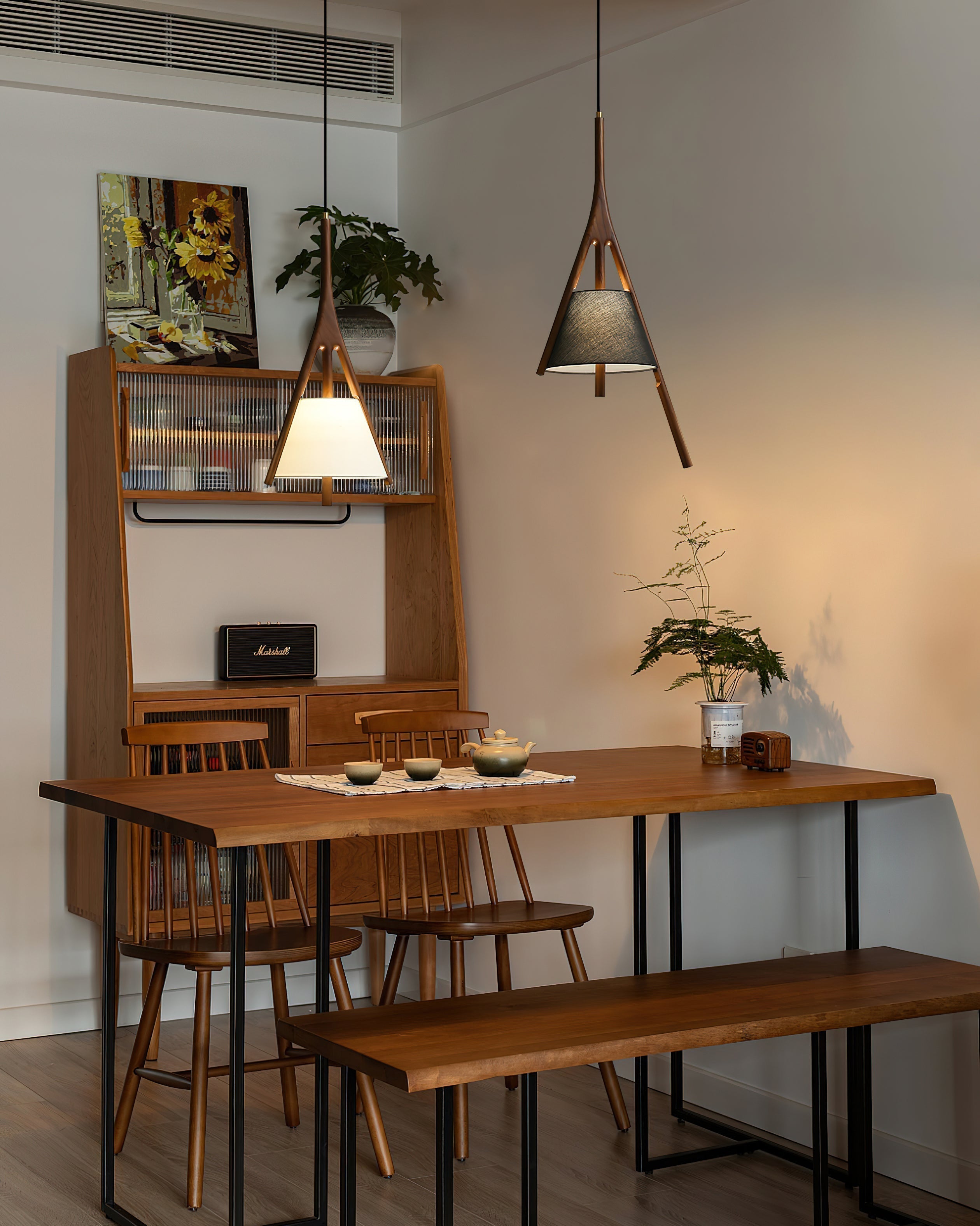 Zovenarae Dreieckige Pendelleuchte aus Holz-Letslighting