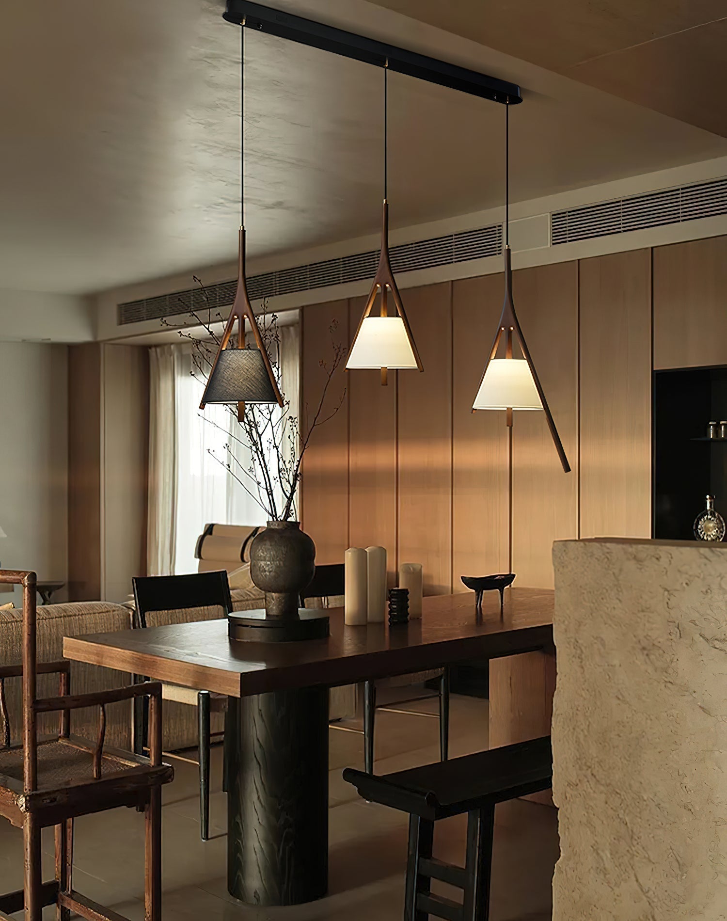 Zovenarae Dreieckige Pendelleuchte aus Holz-Letslighting