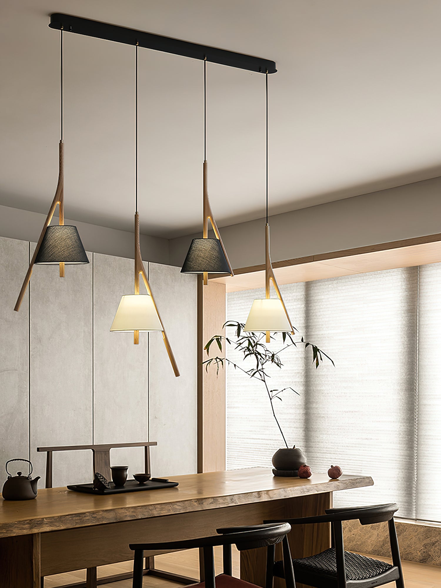 Zovenarae Dreieckige Pendelleuchte aus Holz-Letslighting