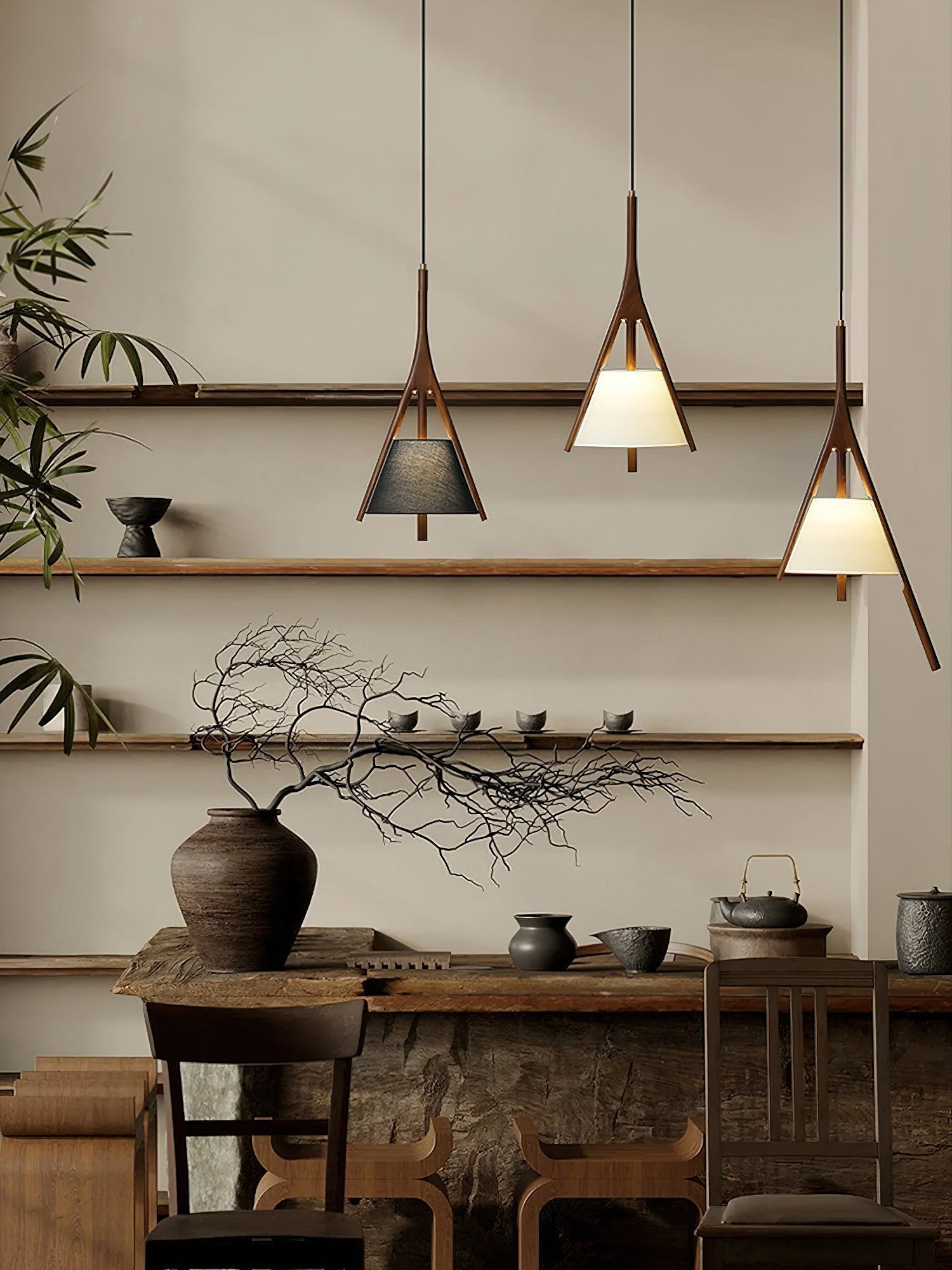 Zovenarae Dreieckige Pendelleuchte aus Holz-Letslighting