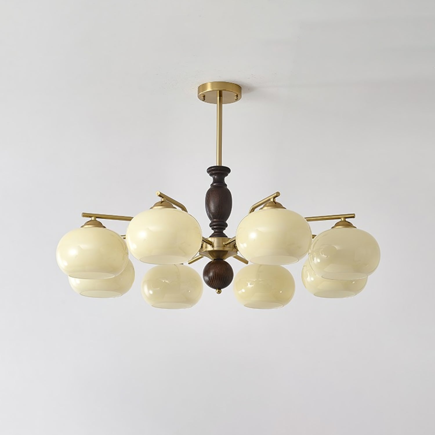 Aurora Kronleuchter Walnuss Beige Orb-Letslighting