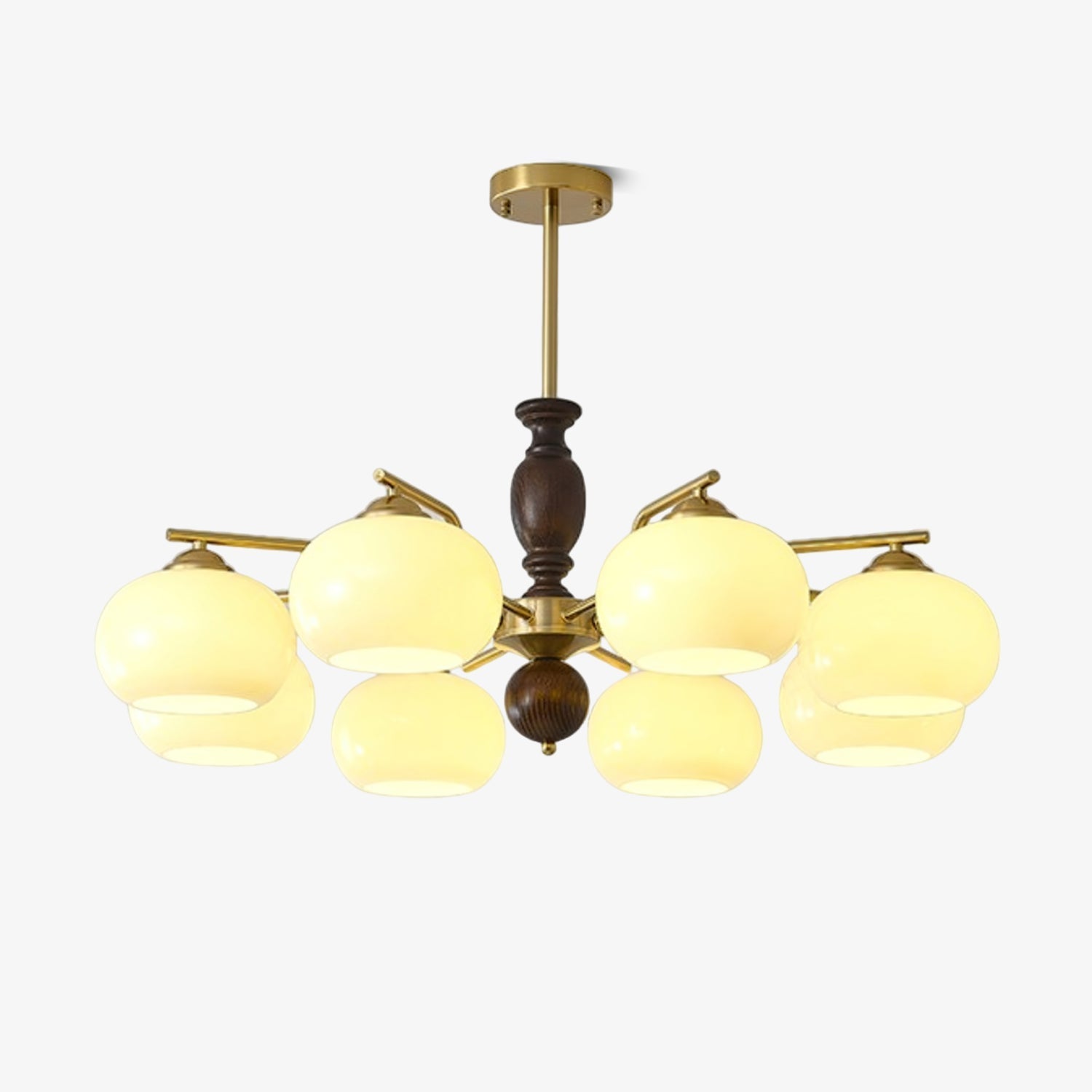 Aurora Kronleuchter Walnuss Beige Orb-Letslighting