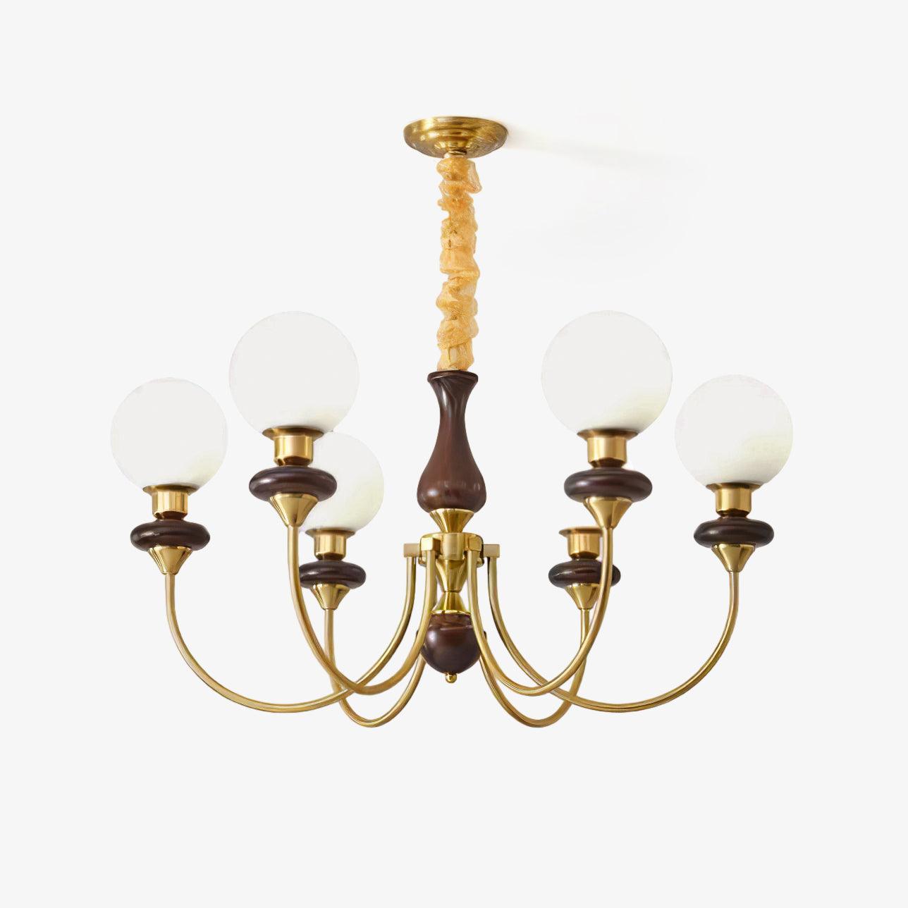 Lustra Kronleuchter Retro Messing Walnuss Glas-Letslighting