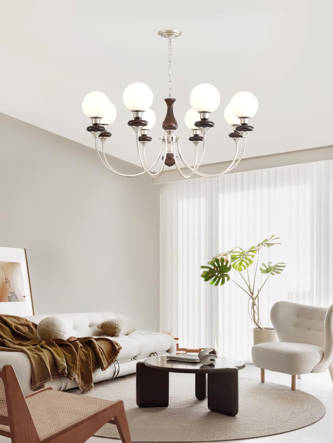 Lustra Kronleuchter Retro Messing Walnuss Glas-Letslighting