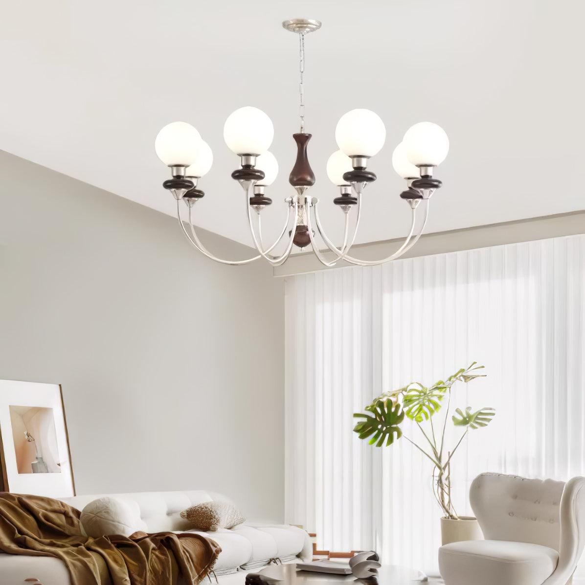 Lustra Kronleuchter Retro Messing Walnuss Glas-Letslighting