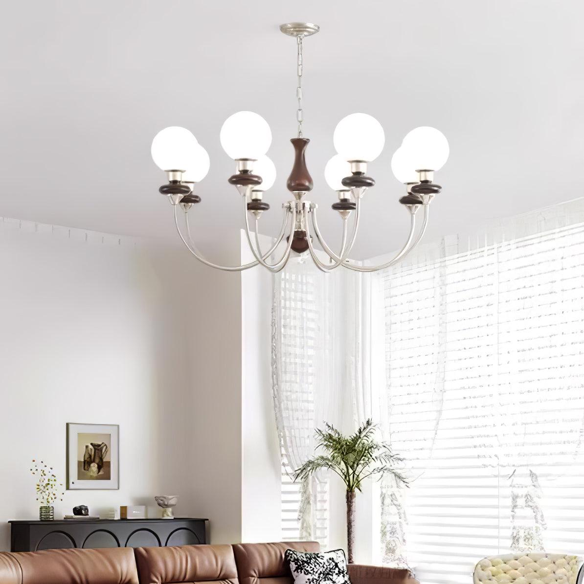 Lustra Kronleuchter Retro Messing Walnuss Glas-Letslighting