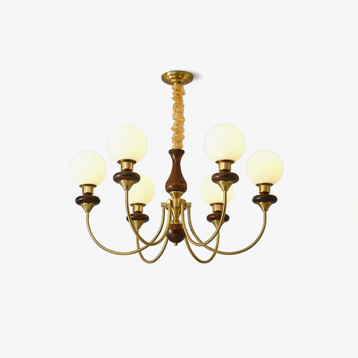 Lustra Kronleuchter Retro Messing Walnuss Glas-Letslighting