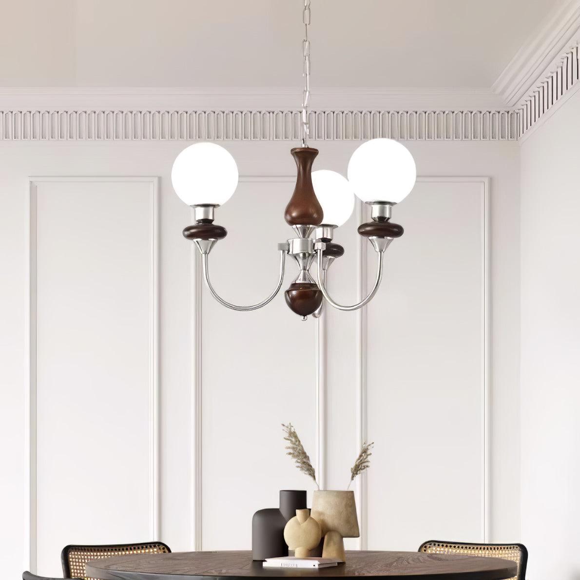 Lustra Kronleuchter Retro Messing Walnuss Glas-Letslighting