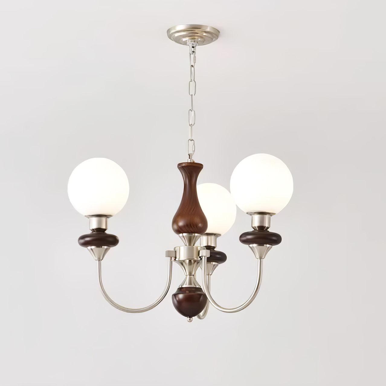 Lustra Kronleuchter Retro Messing Walnuss Glas-Letslighting