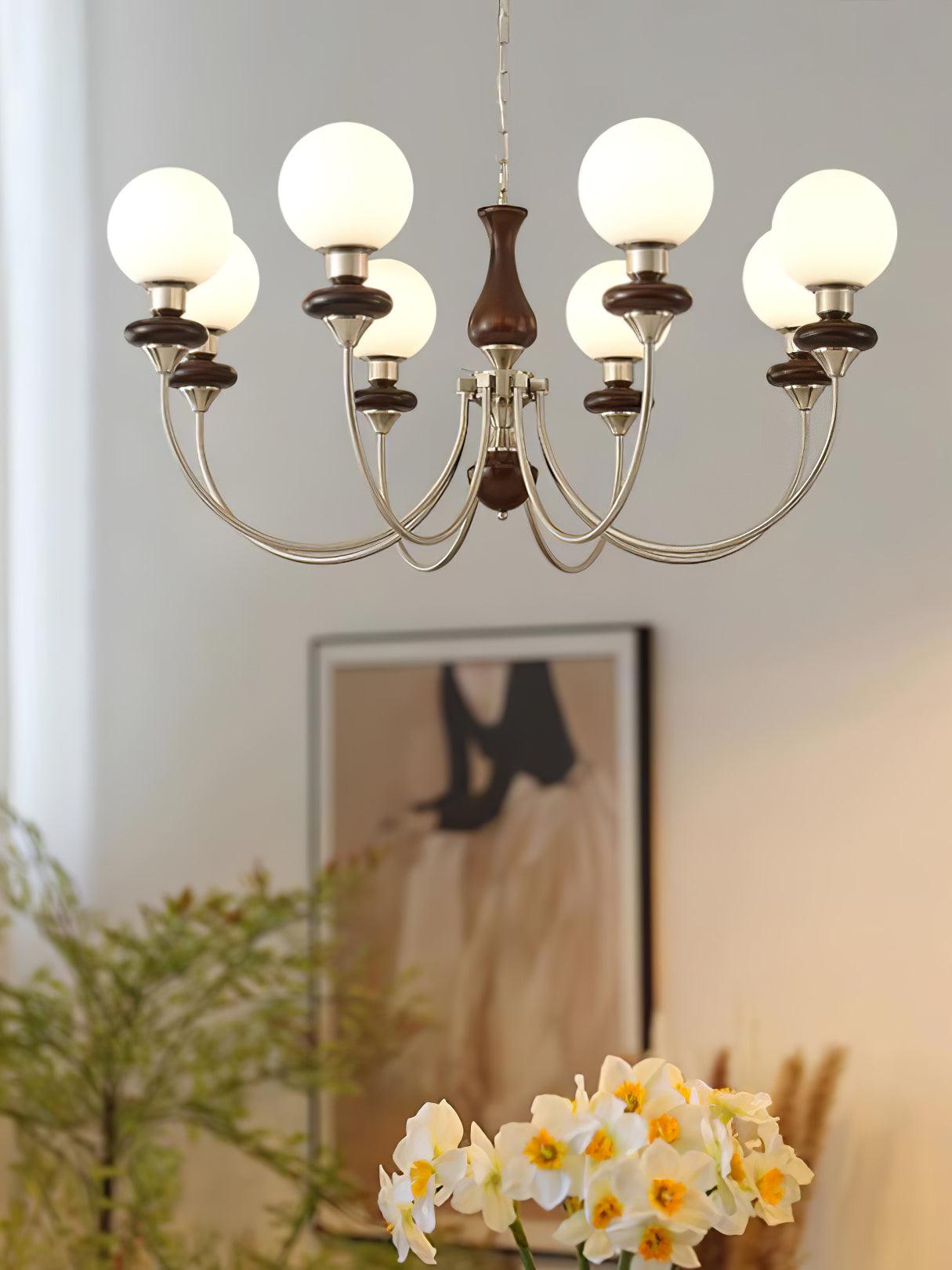 Lustra Kronleuchter Retro Messing Walnuss Glas-Letslighting