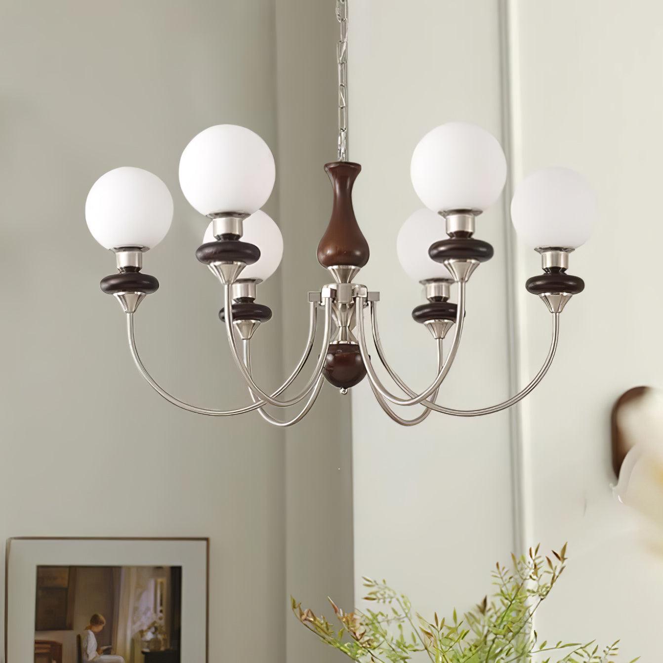 Lustra Kronleuchter Retro Messing Walnuss Glas-Letslighting