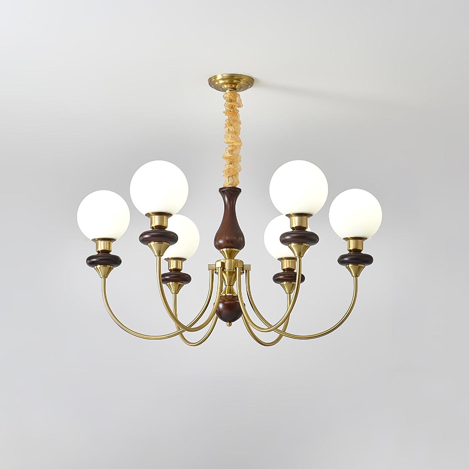Lustra Kronleuchter Retro Messing Walnuss Glas-Letslighting