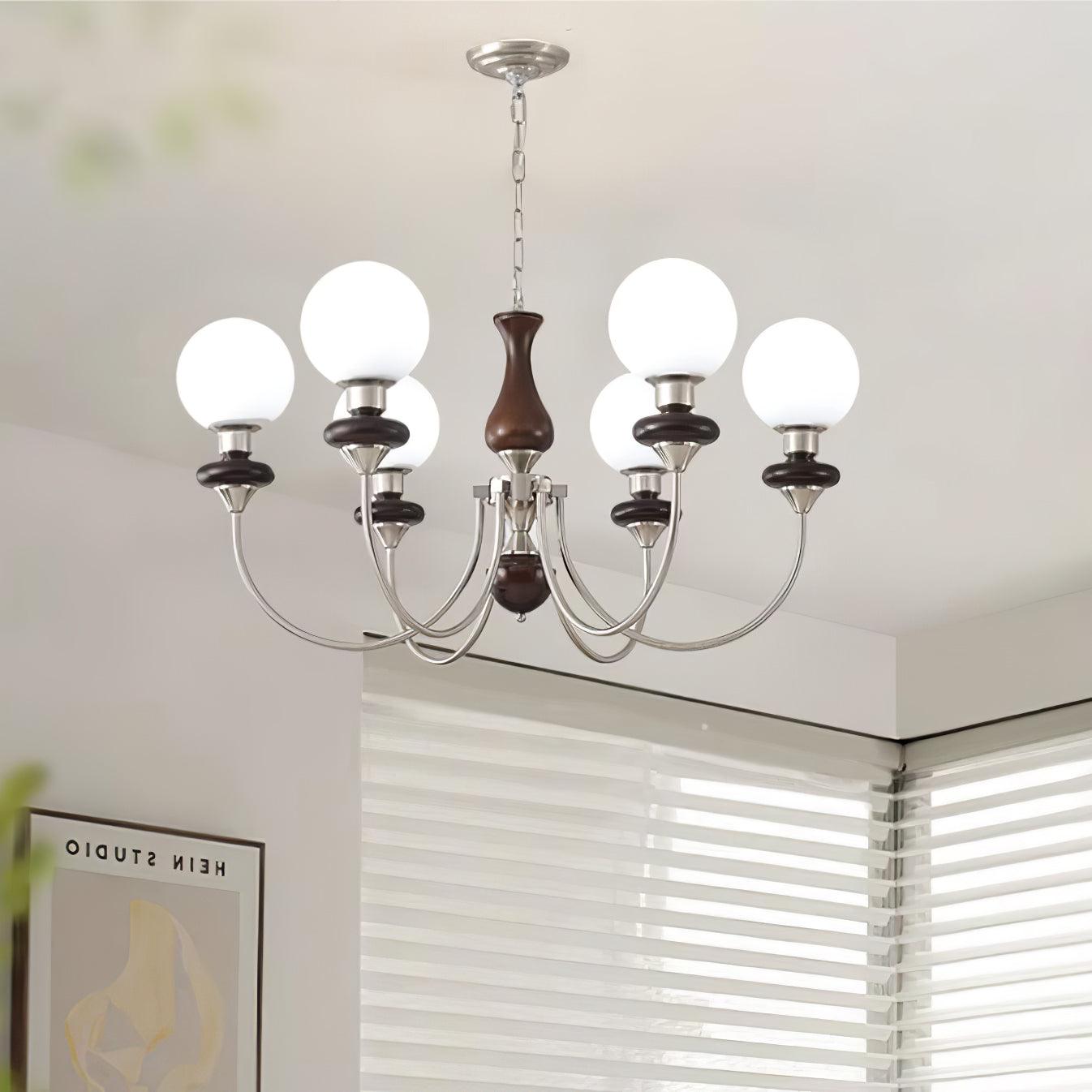 Lustra Kronleuchter Retro Messing Walnuss Glas-Letslighting