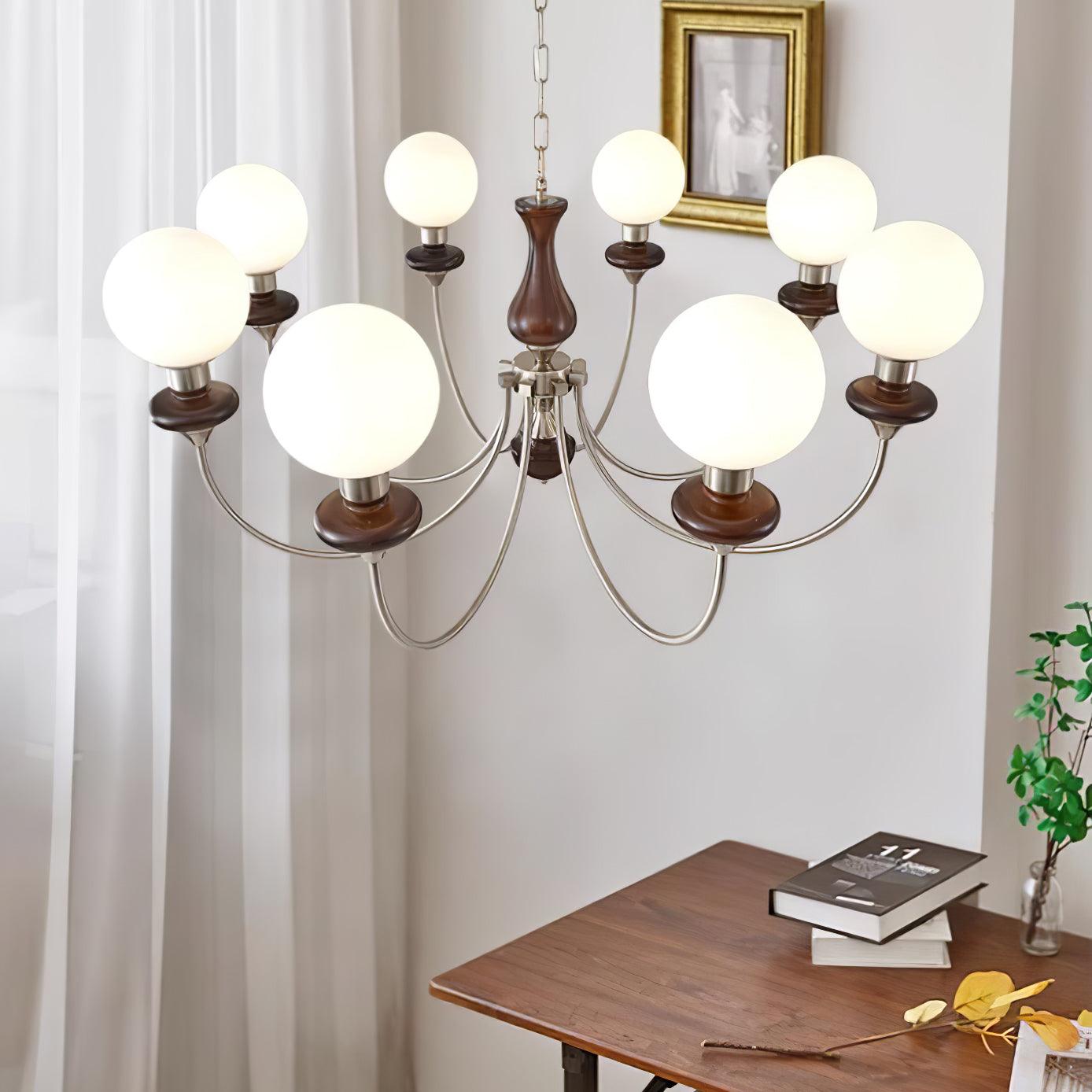 Lustra Kronleuchter Retro Messing Walnuss Glas-Letslighting