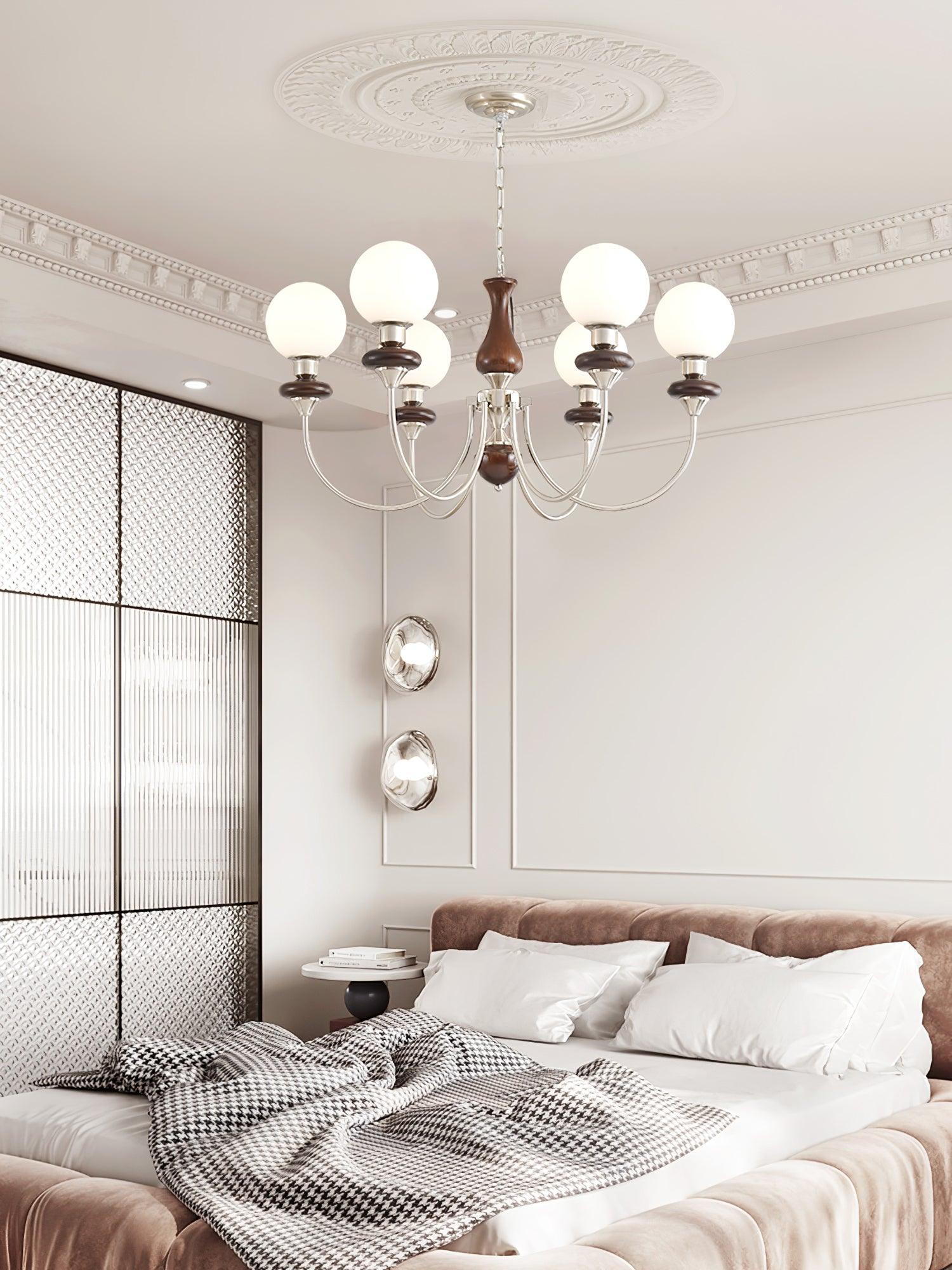 Lustra Kronleuchter Retro Messing Walnuss Glas-Letslighting
