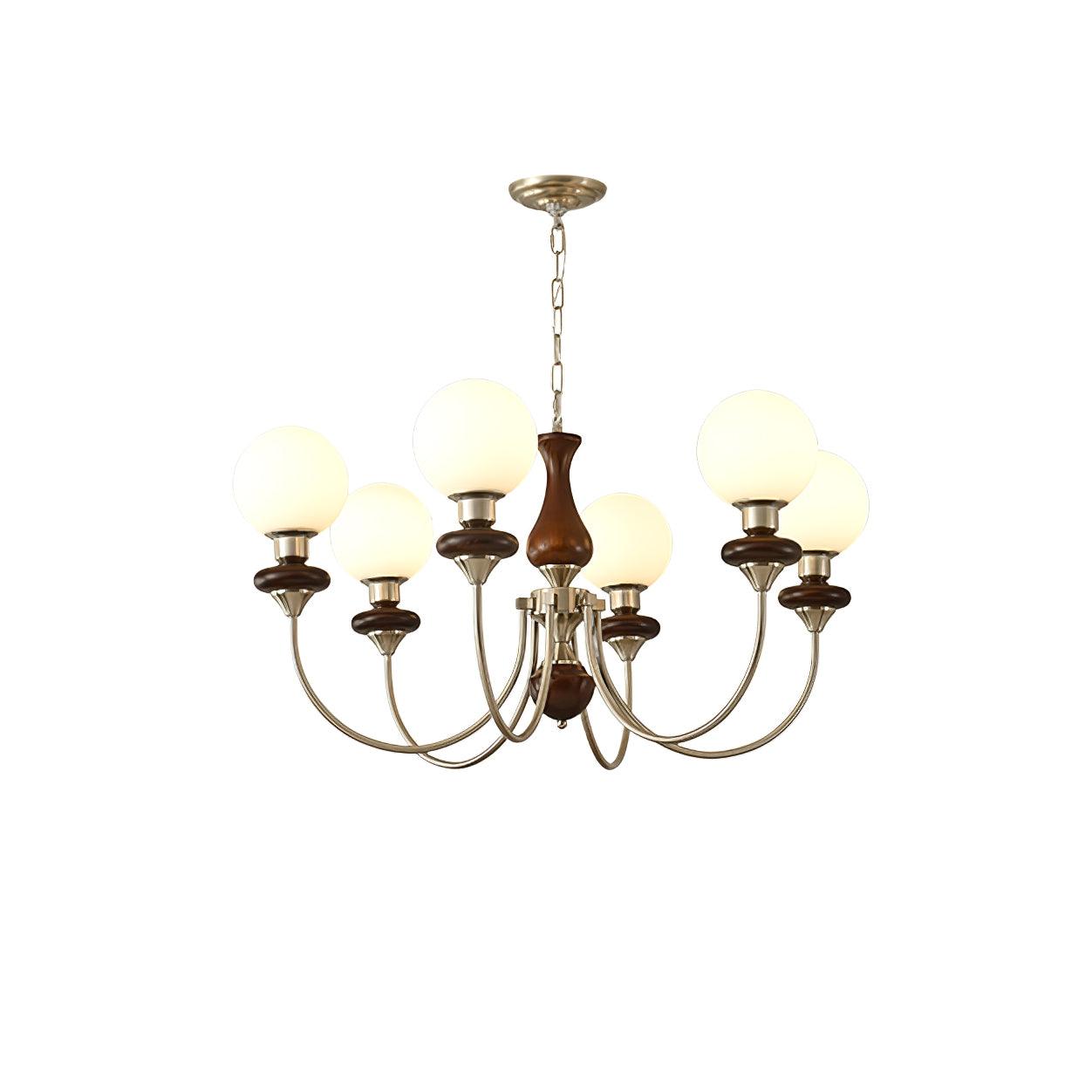 Lustra Kronleuchter Retro Messing Walnuss Glas-Letslighting